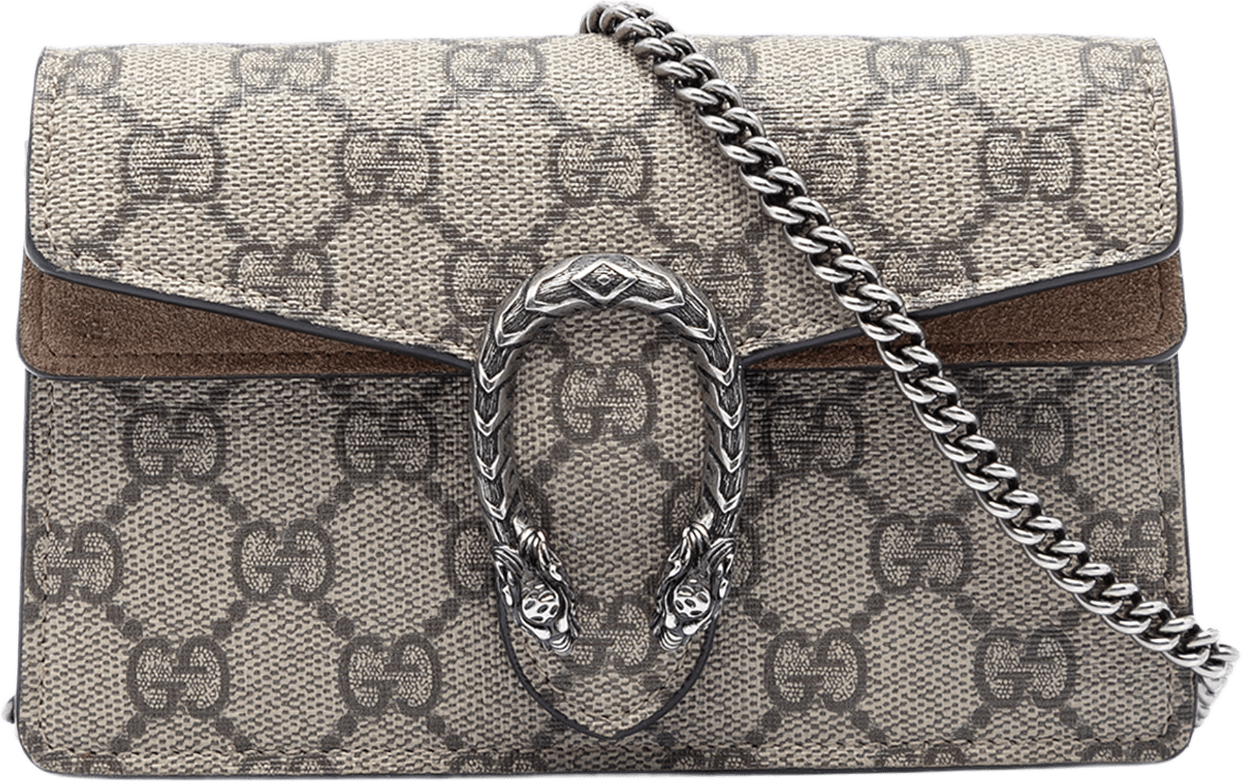 Gucci Mini Gg Supreme Dionysus Crossbody, från Luxclusif, i färgen beige.