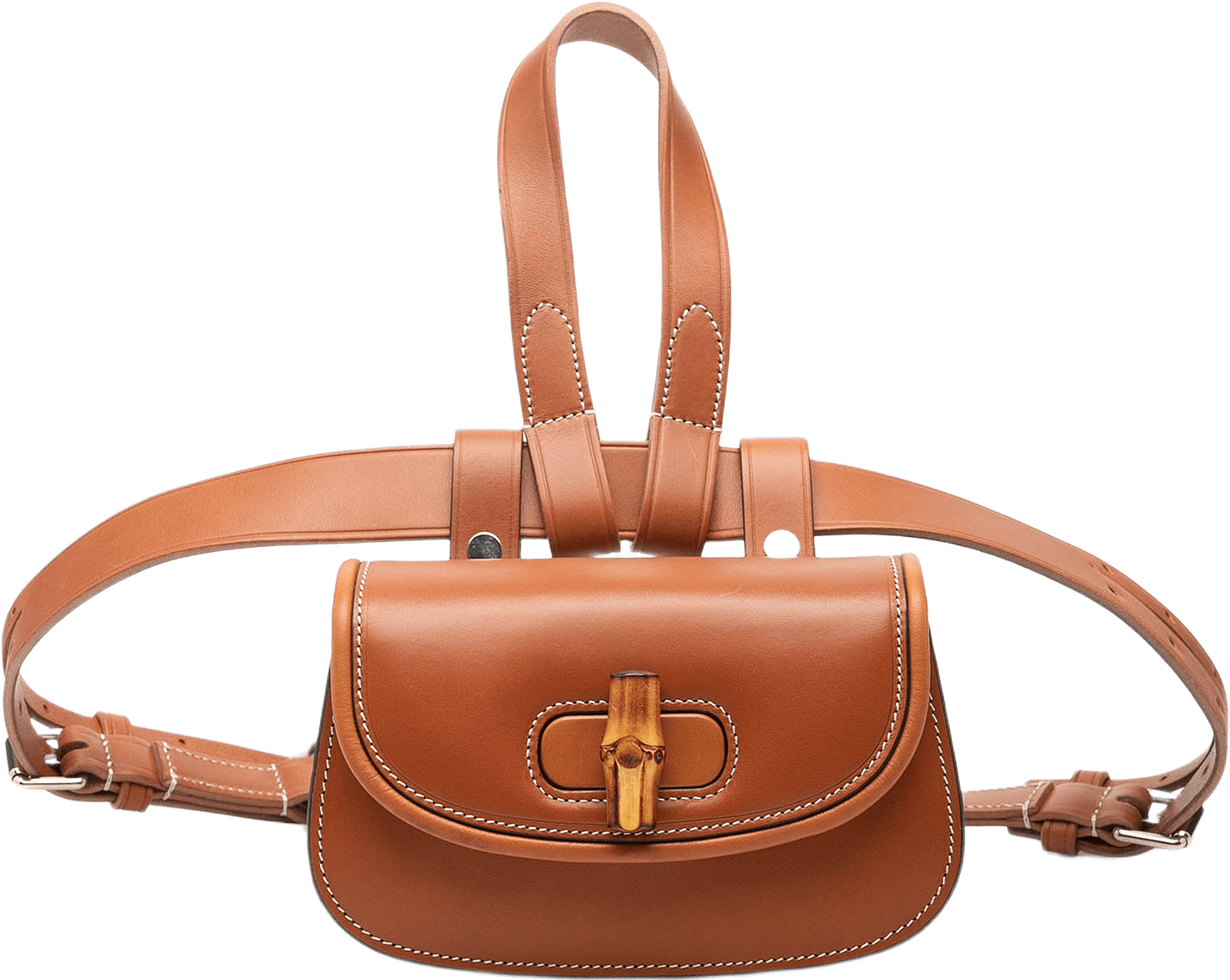 Gucci Mini Calfskin Bamboo 1947 Belt Bag, från Luxclusif, i färgen brun.