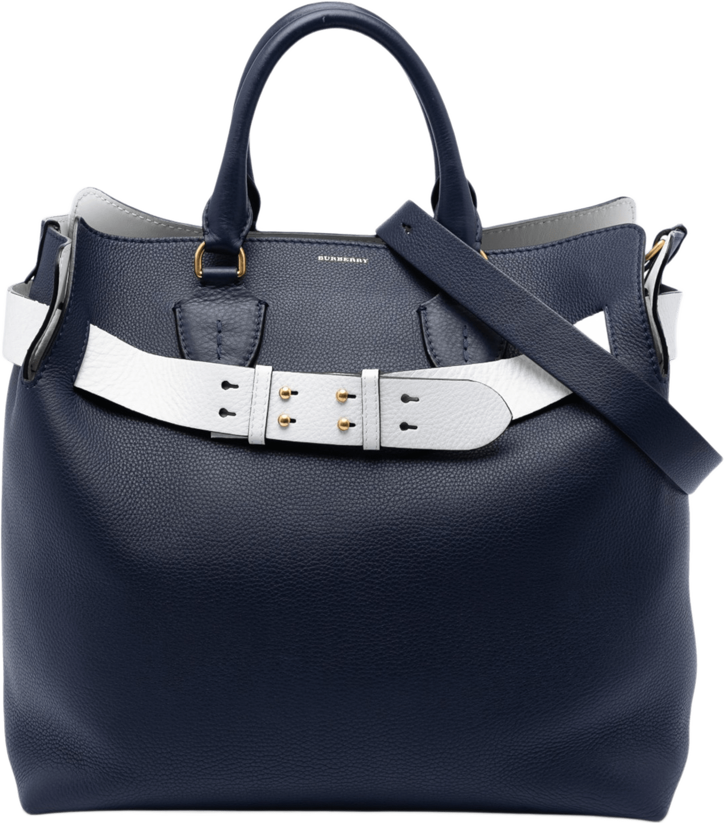 Burberry Large Bicolor Leather Belt Bag, från Luxclusif, i färgen navy.