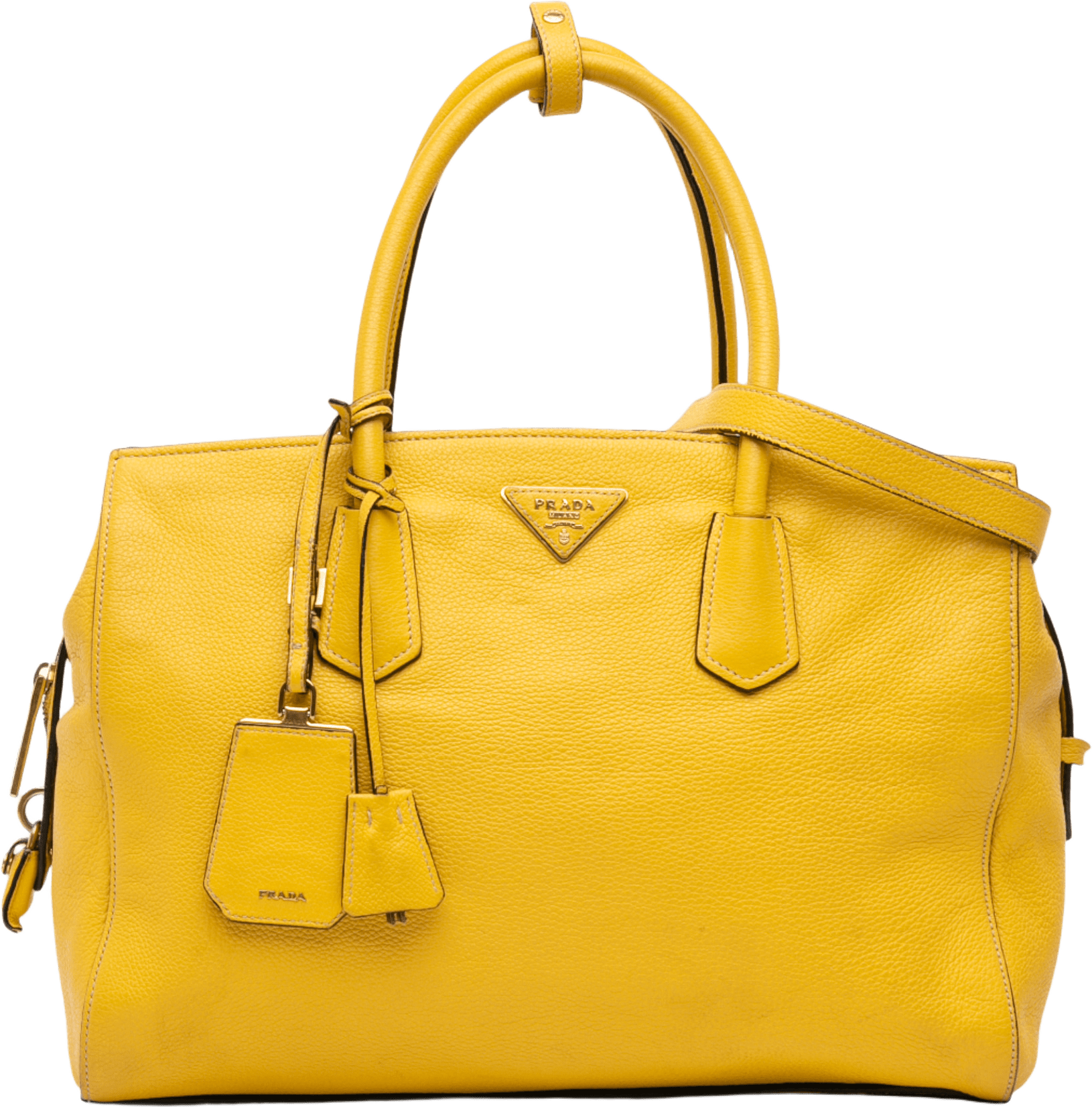 Prada Vitello Grain Satchel, från Luxclusif, i färgen yellow.