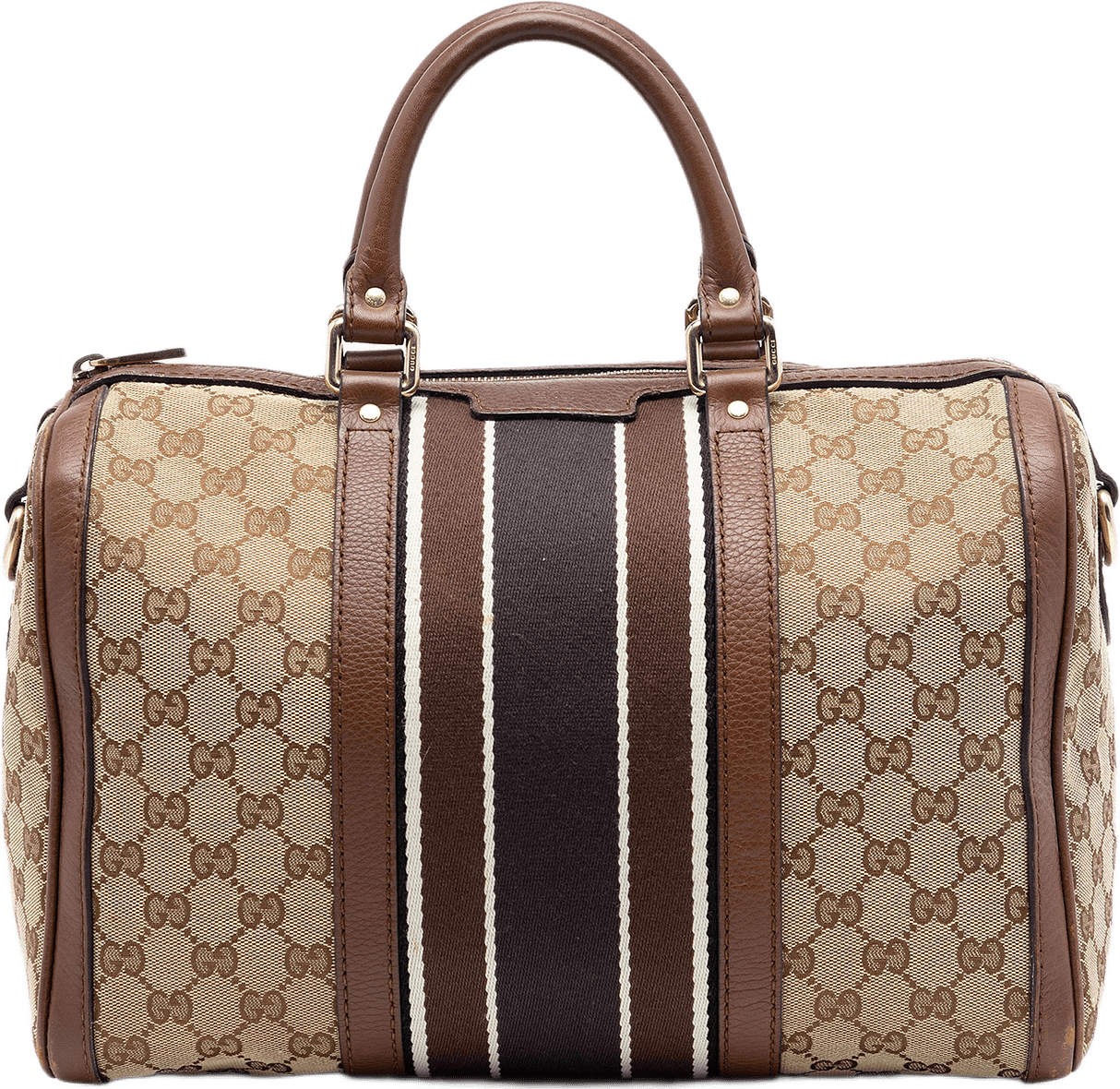 Gucci Medium Gg Canvas Web Joy Boston Bag, från Luxclusif, i färgen beige.