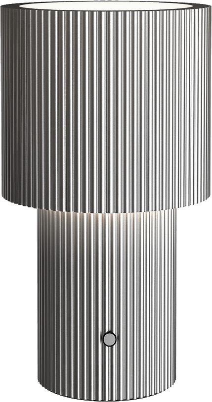 Bordslampa Iluma Portabel, från Herstal, i färgen silver.