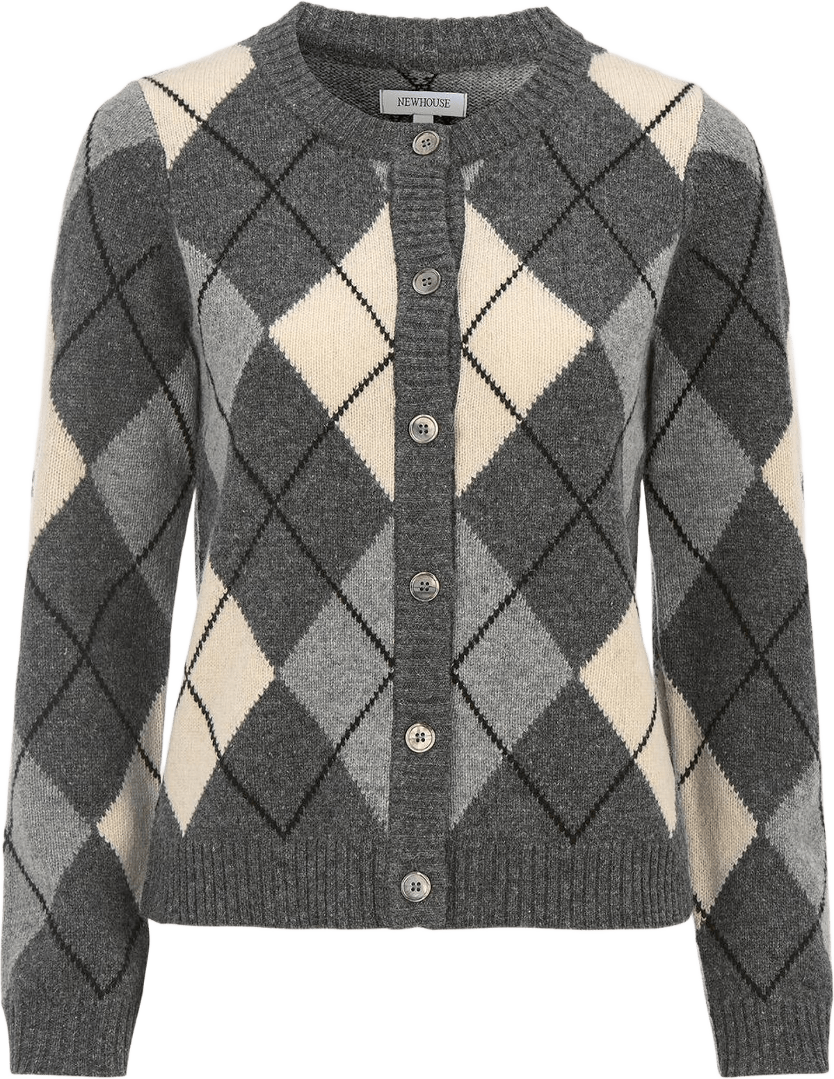 Cardigan Khaite Argyle, från Newhouse, i färgen mörkgrå.