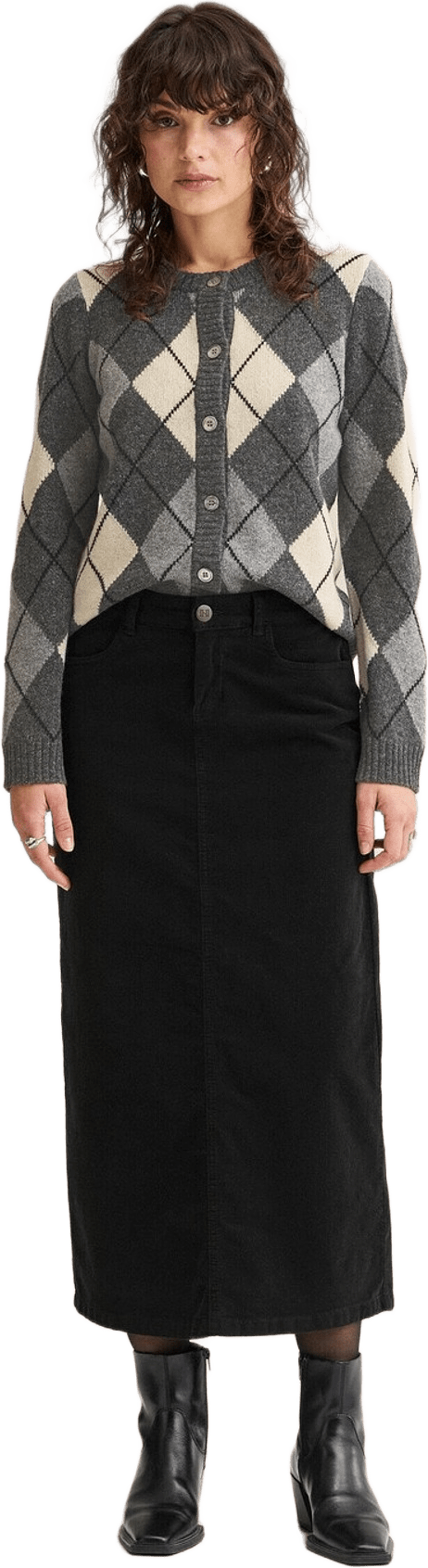 Cardigan Khaite Argyle, från Newhouse, i färgen mörkgrå.