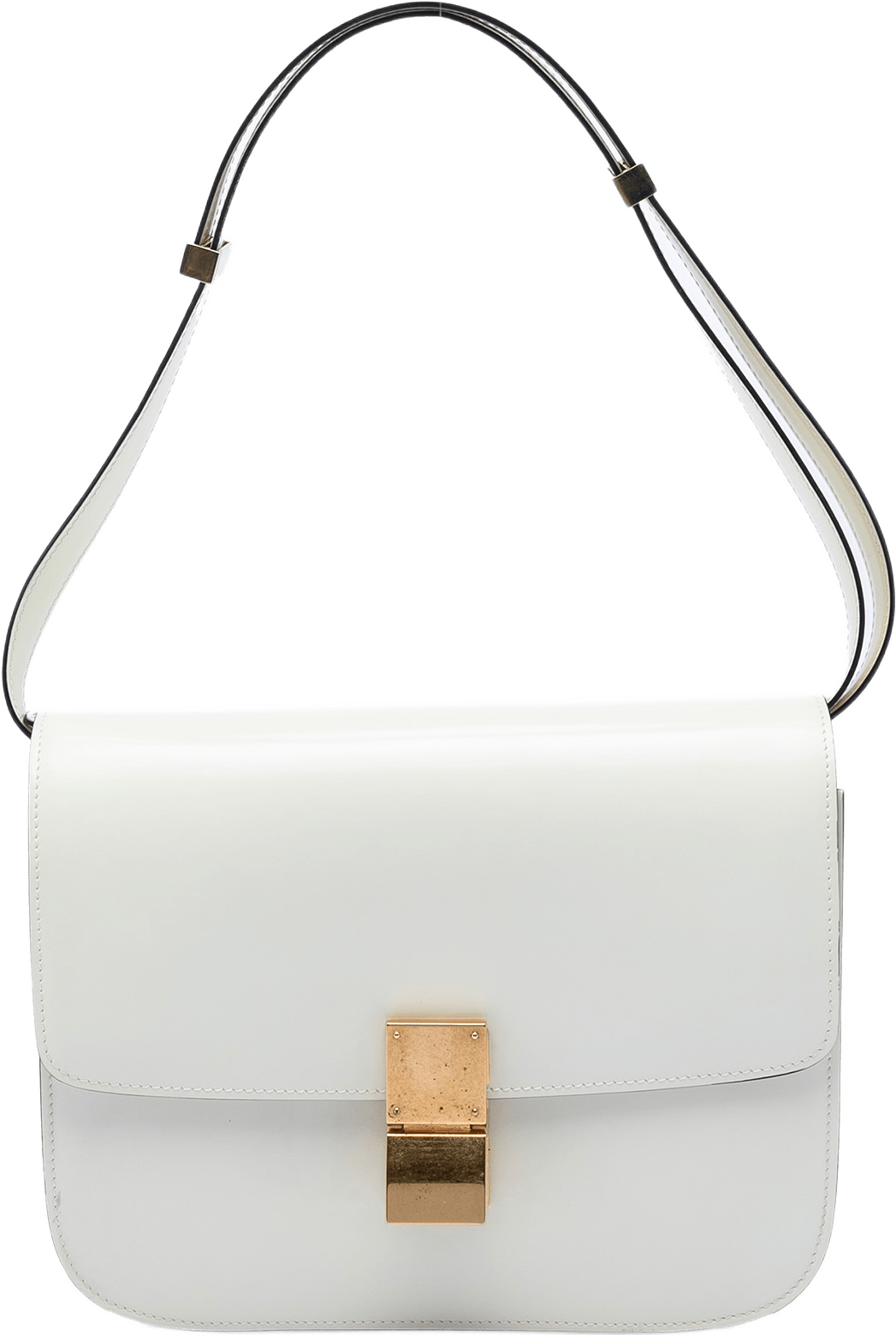 Celine Medium Calfskin Classic Box, från Luxclusif, i färgen vit.