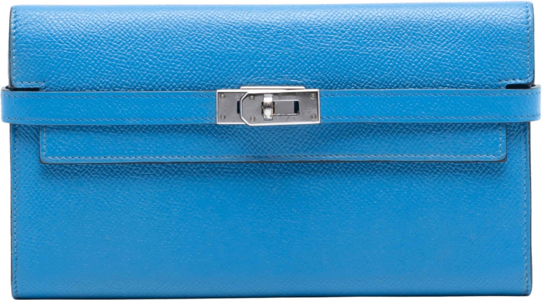 Hermès Epsom Kelly Longue Wallet, från Luxclusif, i färgen blue.