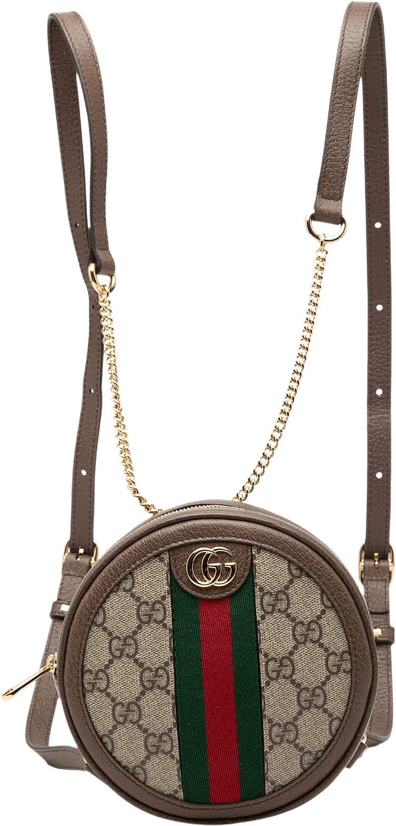 Gucci Mini Gg Supreme Web Ophidia Round Backpack, från Luxclusif, i färgen beige.