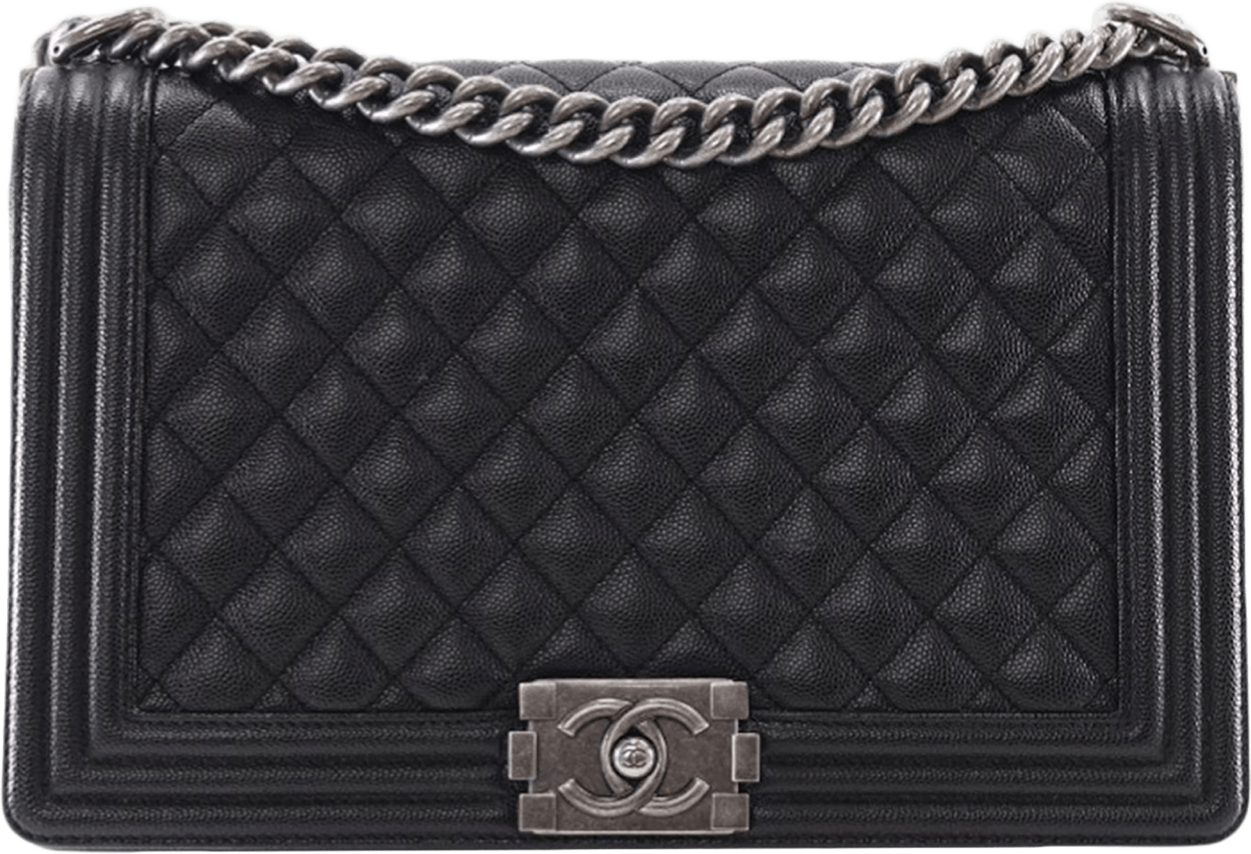 Chanel Medium Quilted Caviar Boy Flap, från Luxclusif, i färgen black.