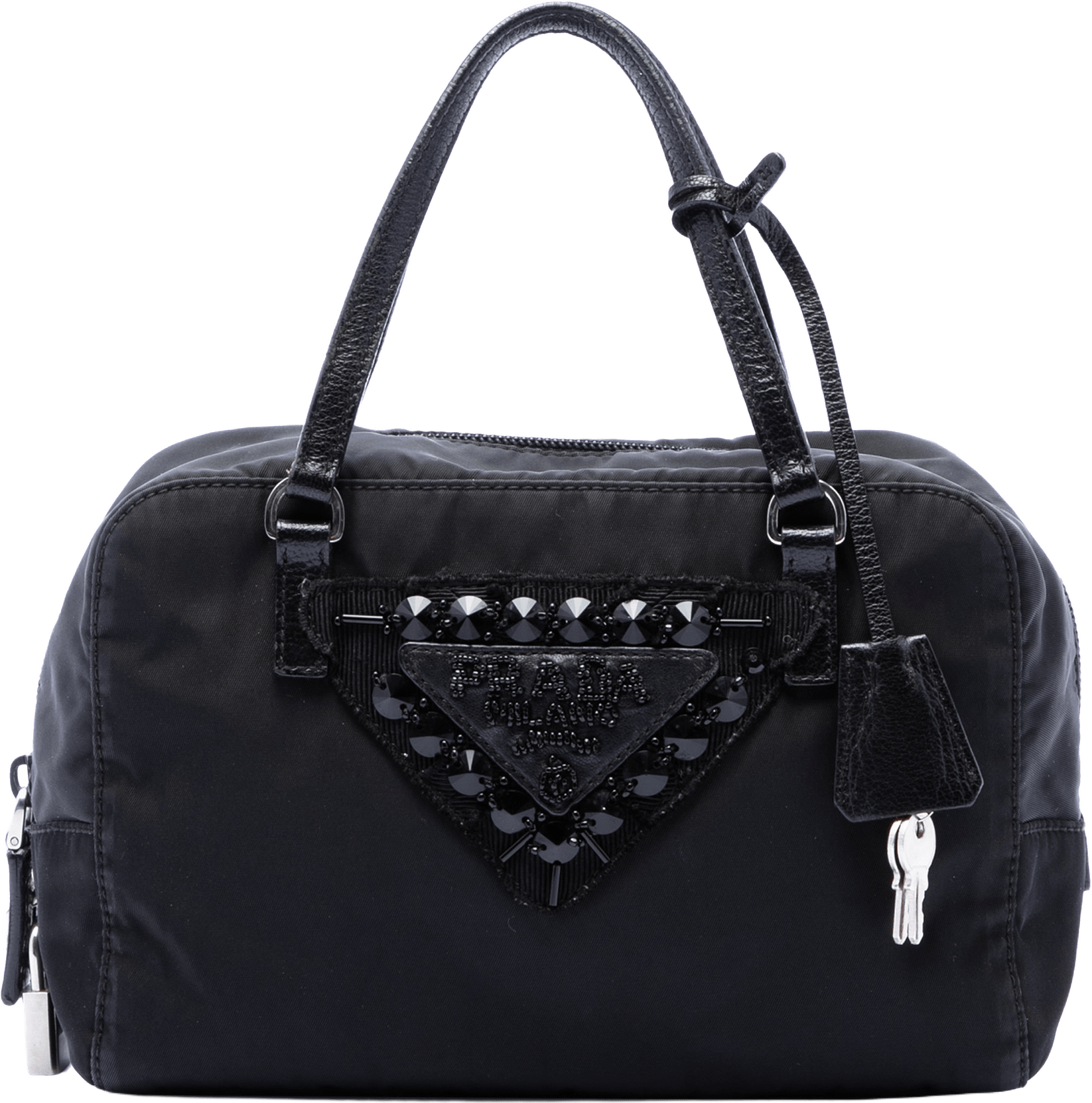 Prada Tessuto Beaded Handbag, från Luxclusif, i färgen black.