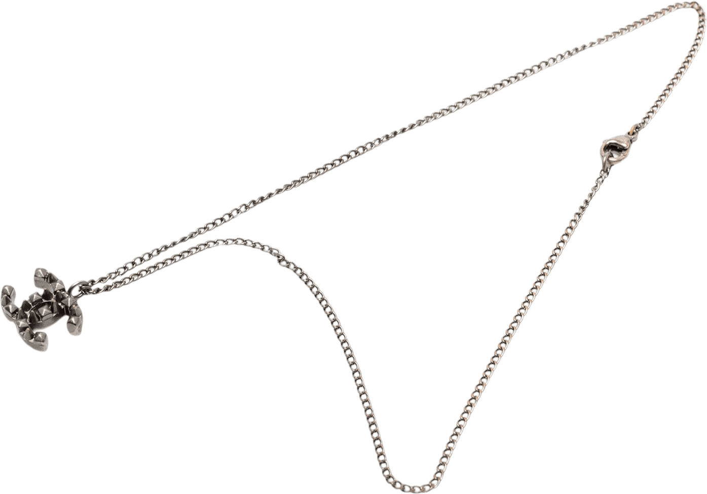 Chanel Cc Plated Brass Spike Pendant Necklace, från Luxclusif, i färgen gray.