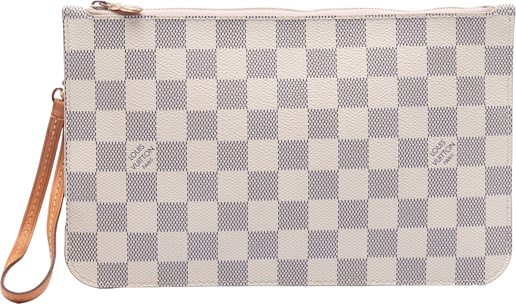 Louis Vuitton Damier Azur Neverfull Pouch Mm, från Luxclusif, i färgen white.