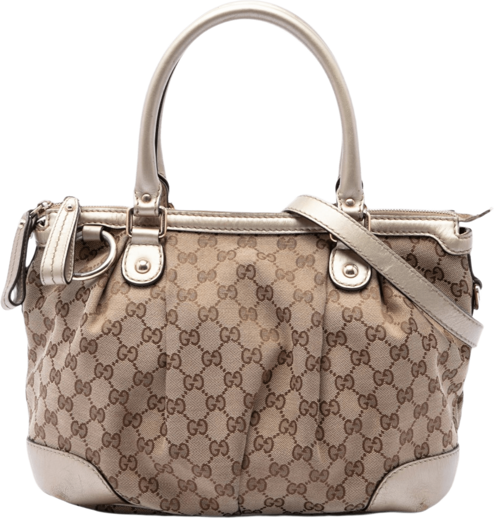 Gucci Gg Canvas Sukey Satchel, från Luxclusif, i färgen beige.