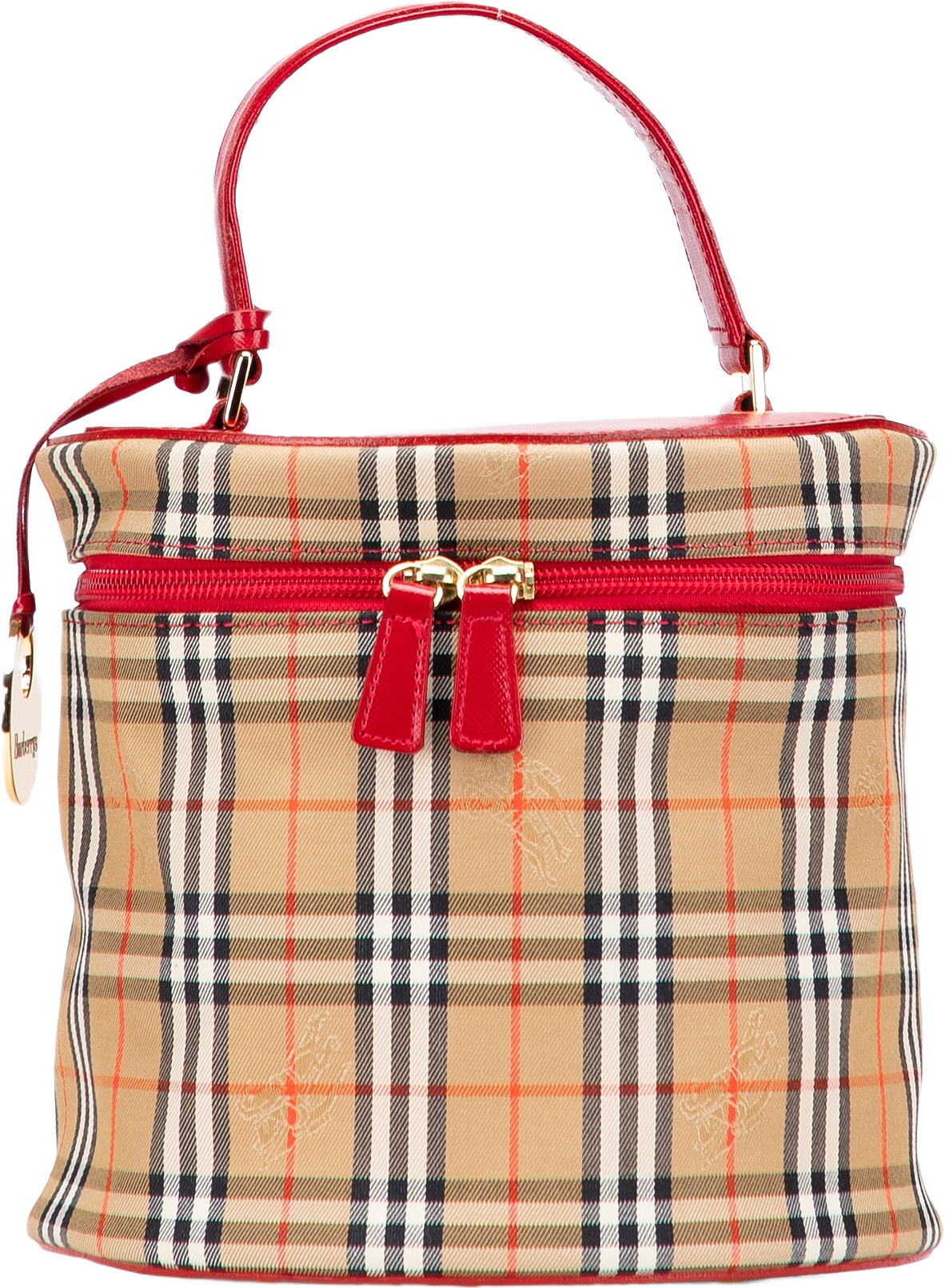 Burberry Haymarket Check Canvas Vanity Bag, från Luxclusif, i färgen beige.