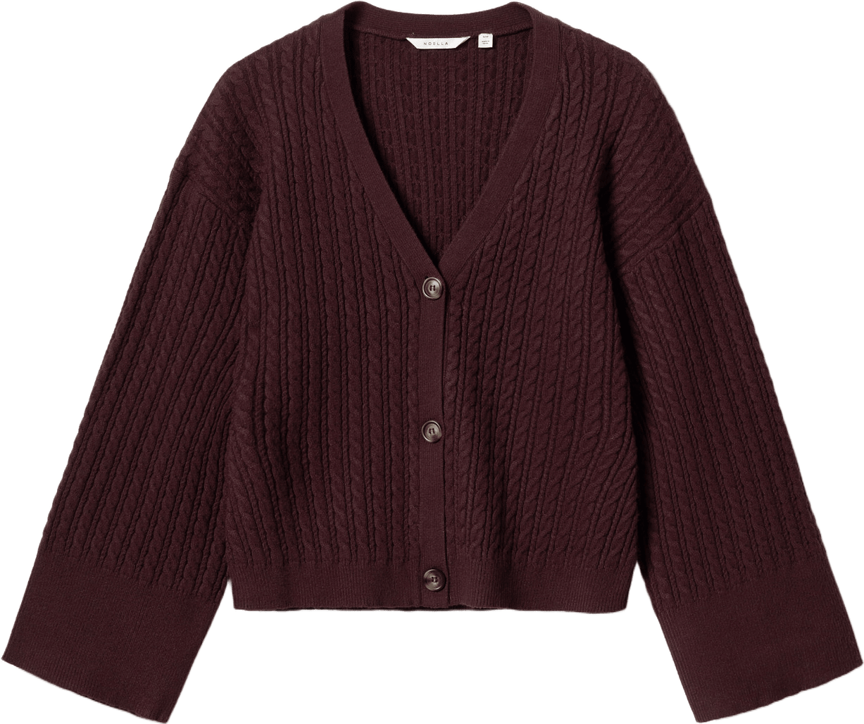 N-lenyx Knit Cardigan - Winetasting, från Noella, i färgen winetasting.