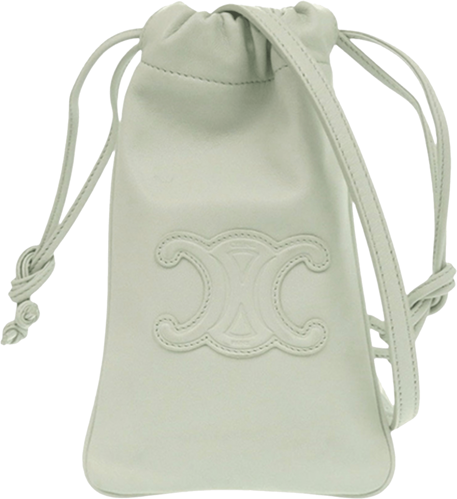 Celine Calfskin Cuir Triomphe Phone Pouch, från Luxclusif, i färgen mint.