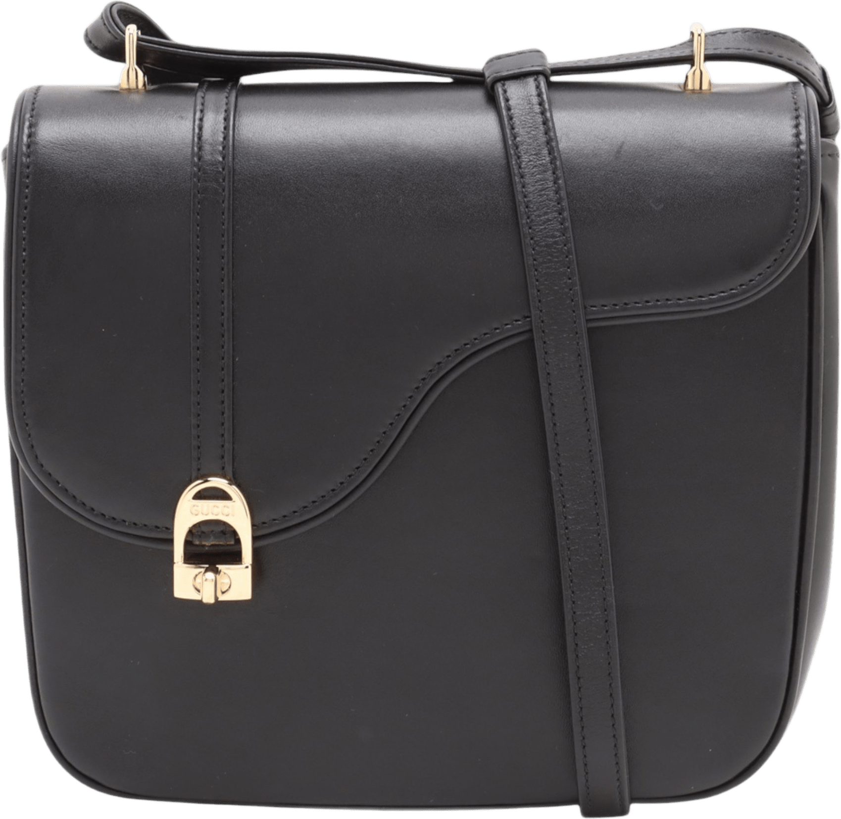 Gucci Calfskin Equestrian Saddle Crosbody, från Luxclusif, i färgen black.