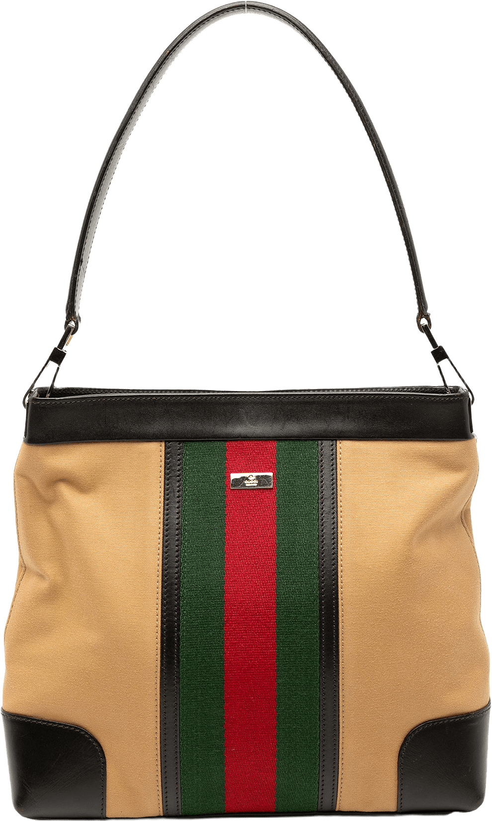 Gucci Canvas Web Shoulder Bag, från Luxclusif, i färgen light brown.