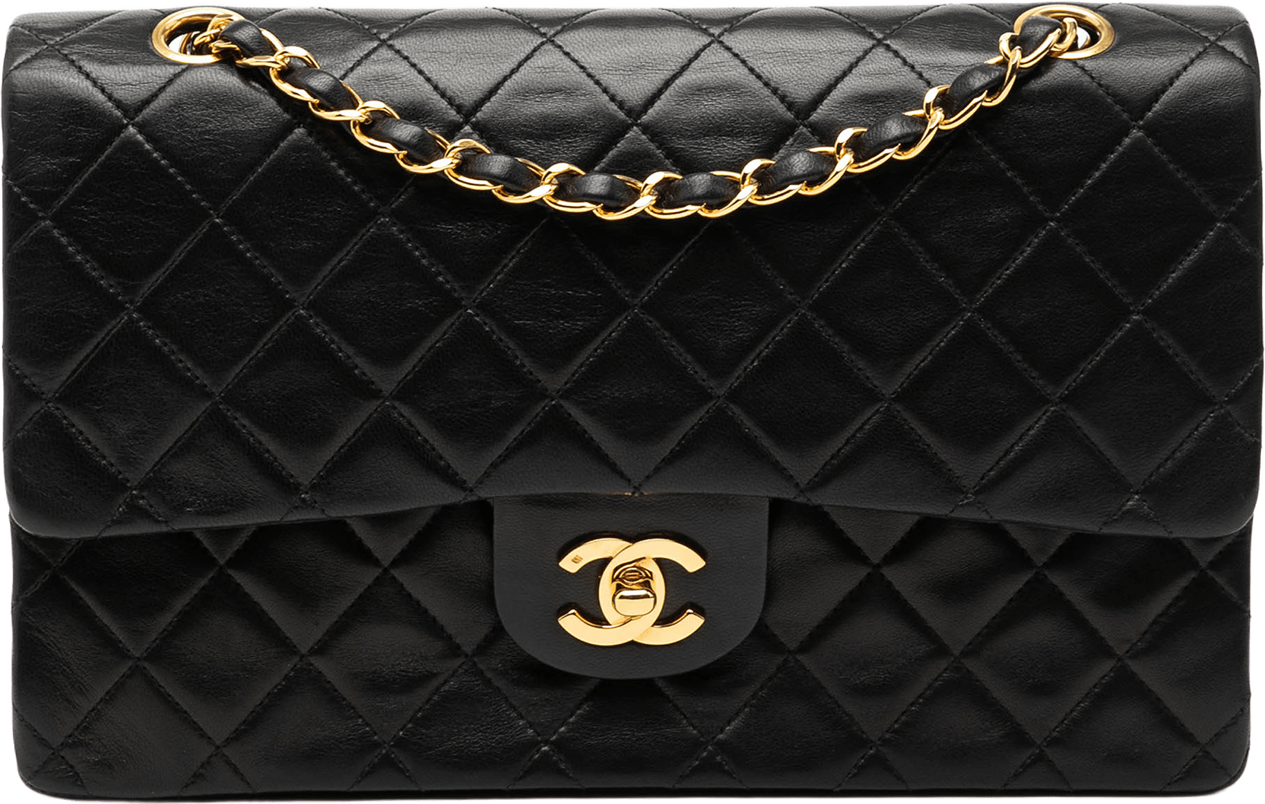 Chanel Medium Classic Lambskin Double Flap, från Luxclusif, i färgen black.