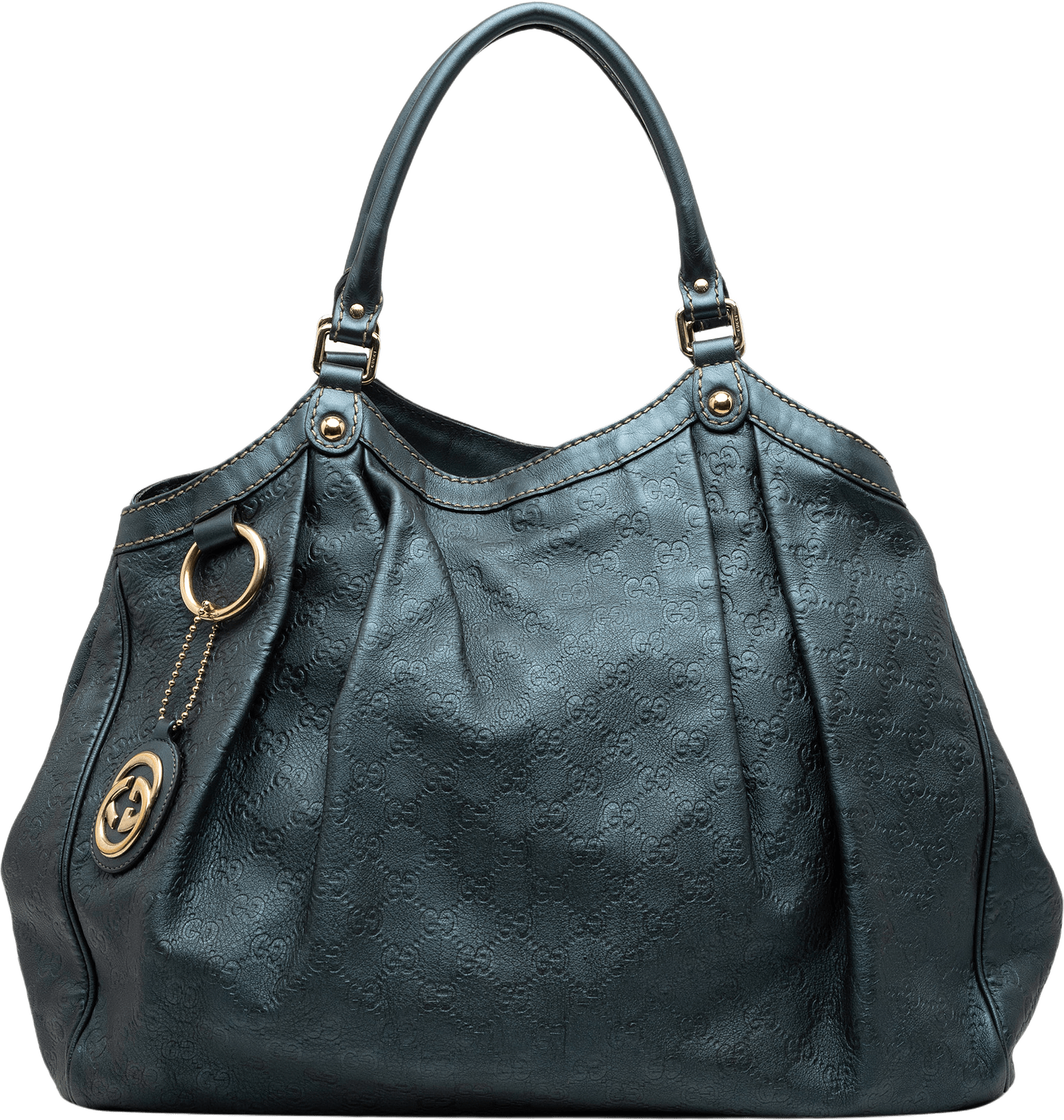 Gucci Large Guccissima Sukey Tote, från Luxclusif, i färgen dark green.
