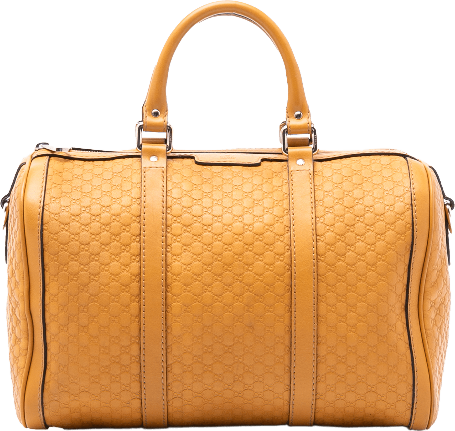 Gucci Medium Microguccissima Joy Boston Bag, från Luxclusif, i färgen mustard.