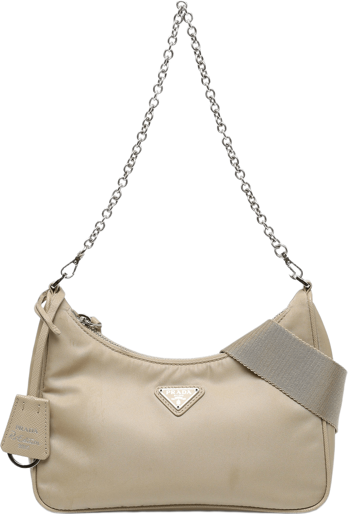 Prada Re Nylon Re Edition 2005 Satchel, från Luxclusif, i färgen beige.