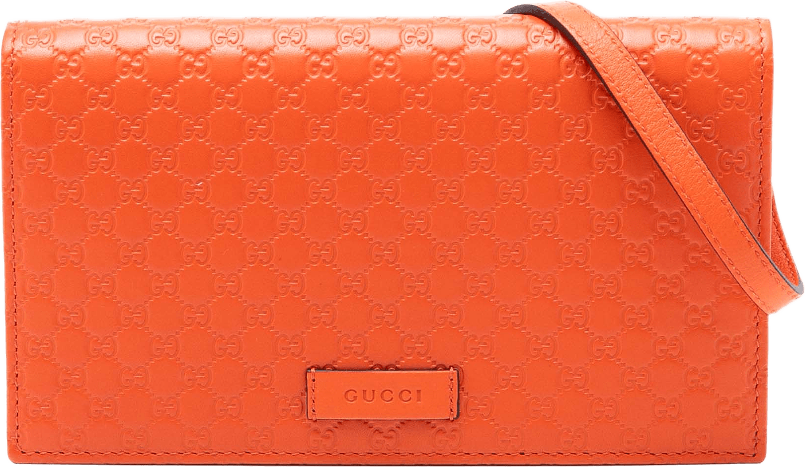 Gucci Microguccissima Wallet On Strap, från Luxclusif, i färgen orange.