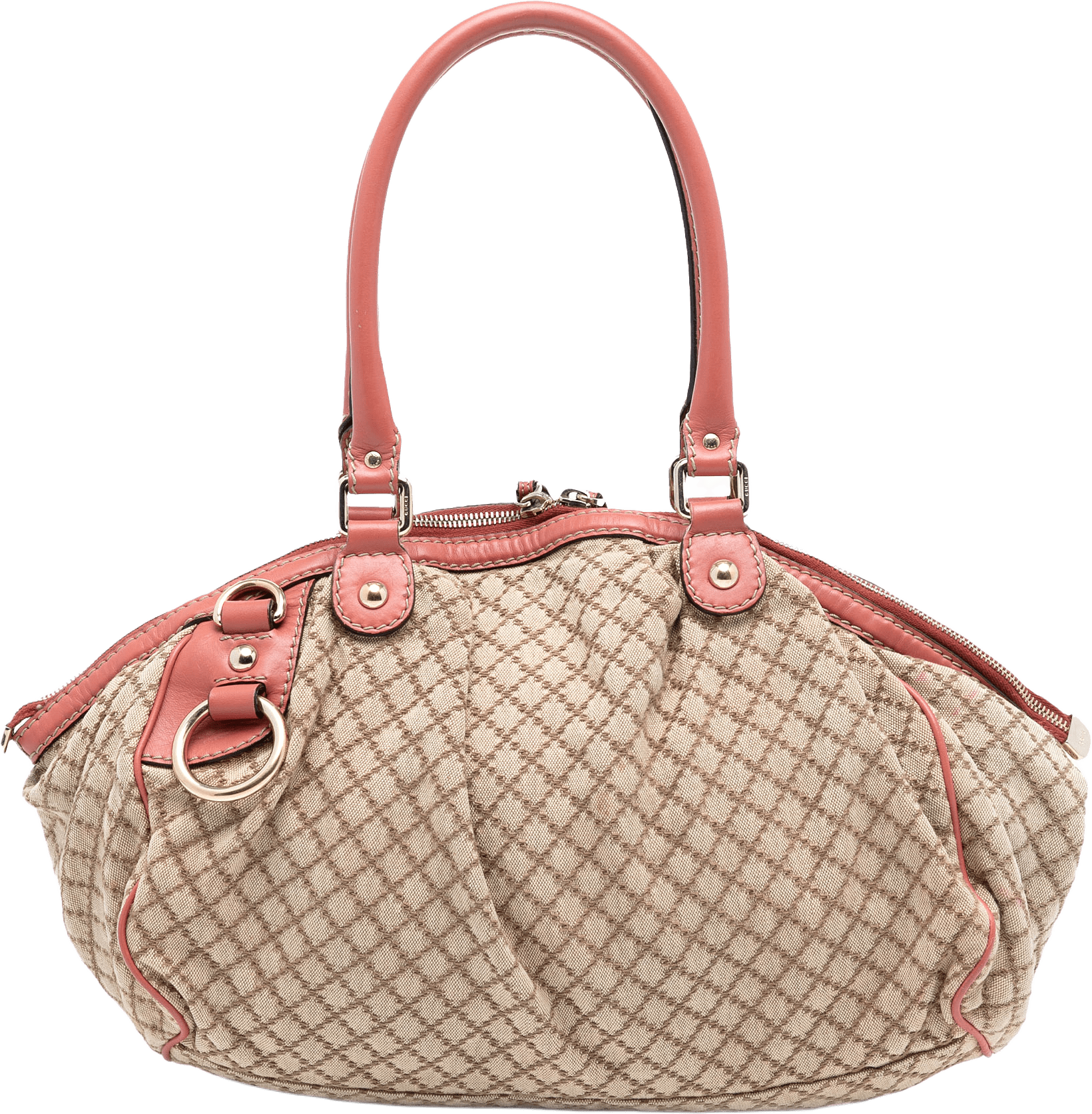 Gucci Diamante Canvas Sukey Satchel, från Luxclusif, i färgen beige.