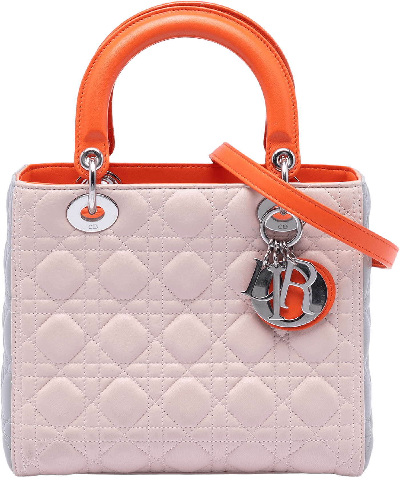 Dior Medium Tricolor Lambskin Cannage Lady Dior, från Luxclusif, i färgen light pink.