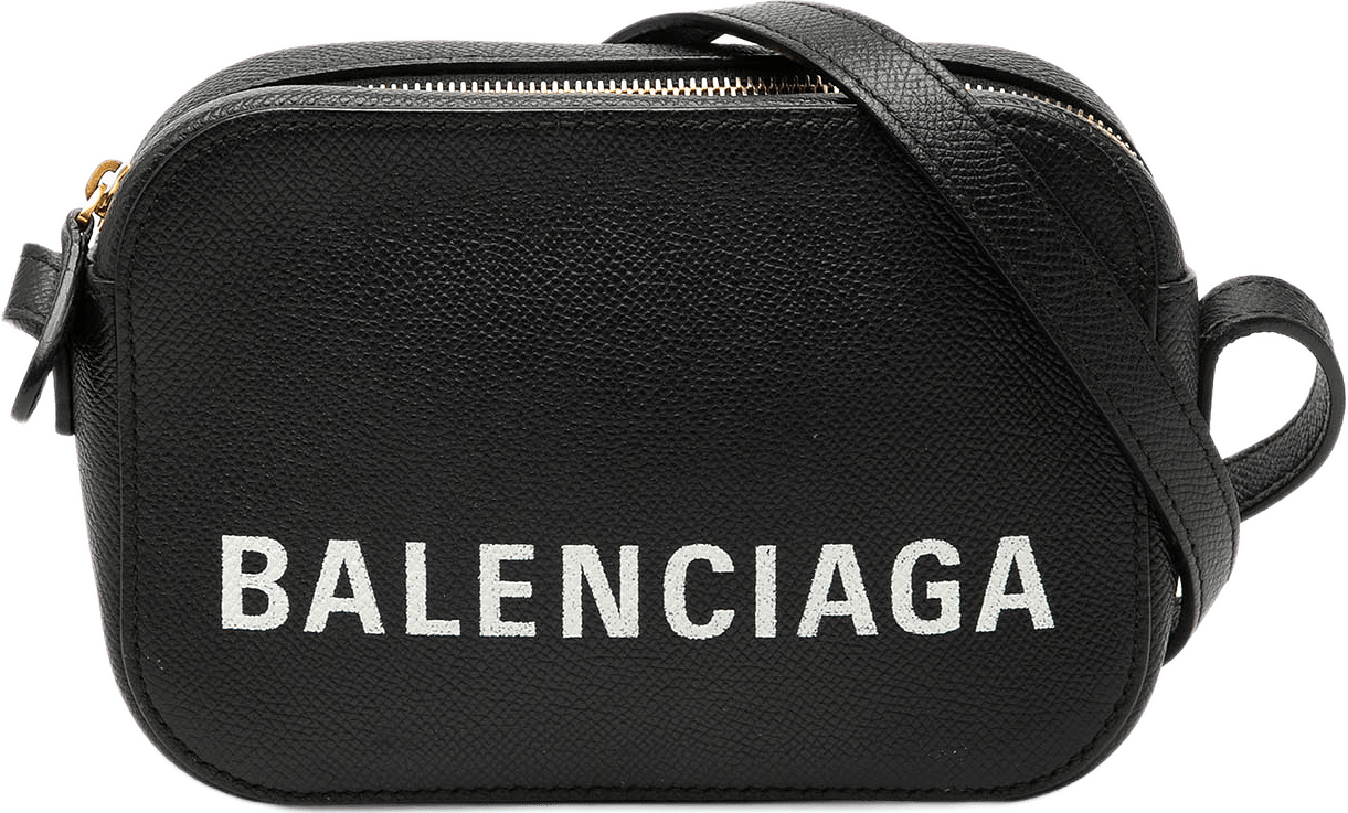Balenciaga Grained Calfskin Logo Ville Camera Bag Xs, från Luxclusif, i färgen svart.