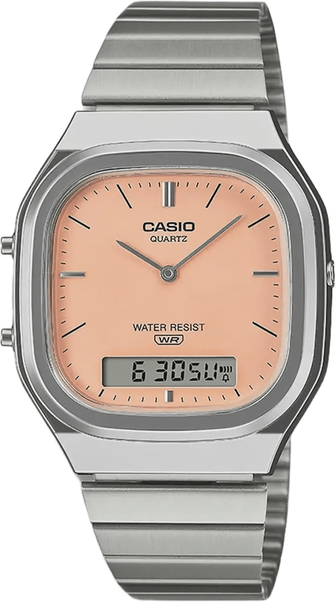 Casio Vintage Dam Orange/stl, Metallband - Aq-240e-4aef, från Casio, i färgen 1.