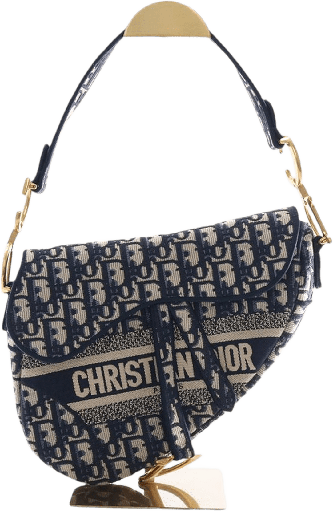 Dior Oblique Embroidered Canvas Saddle Bag, från Luxclusif, i färgen blue.