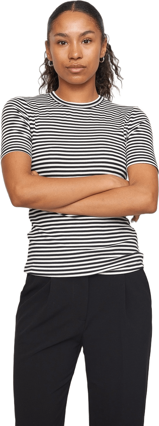 Srfenja Stripe Ss Top, från Soft Rebels, i färgen black.