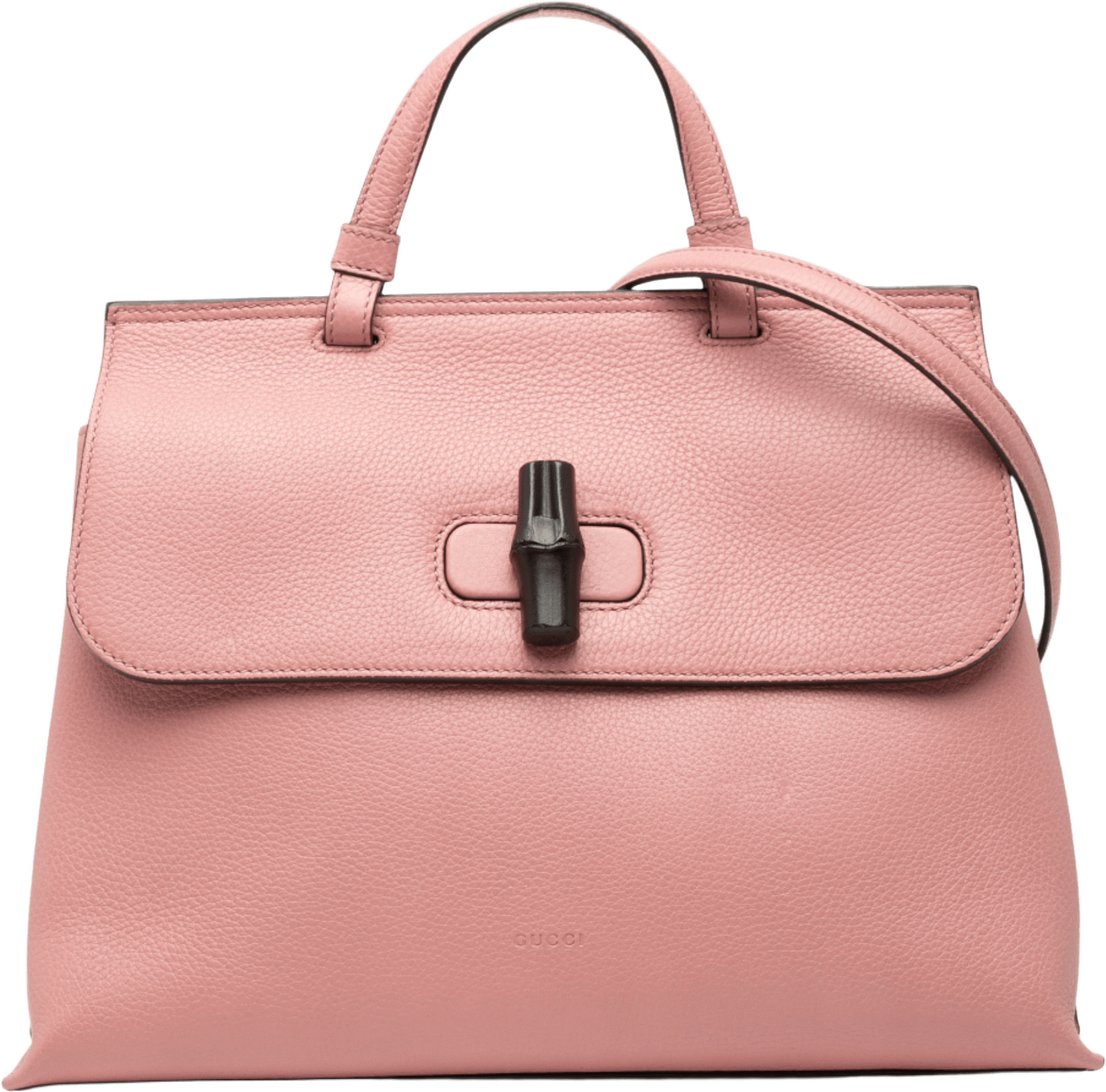 Gucci Medium Leather Bamboo Daily Satchel, från Luxclusif, i färgen pink.