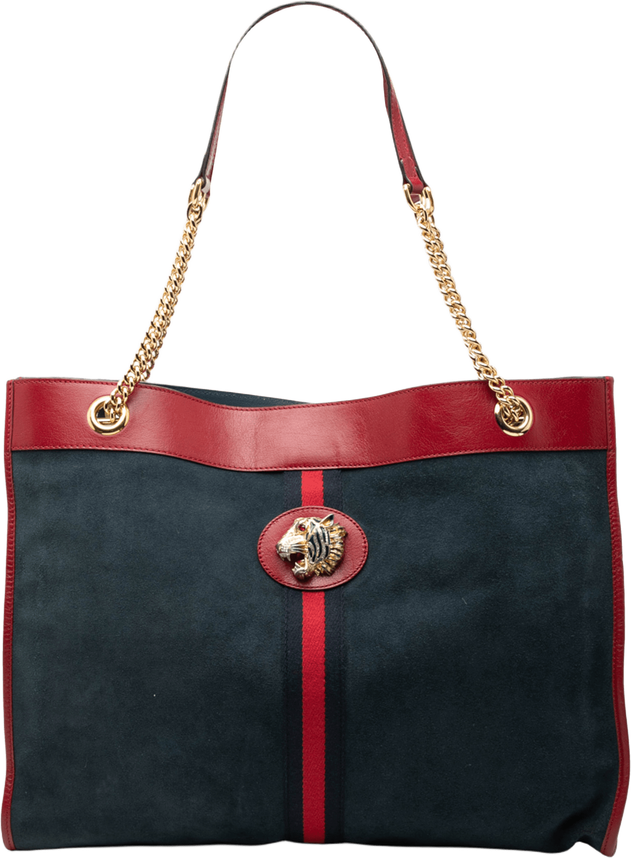 Gucci Large Web Suede Rajah Tote, från Luxclusif, i färgen navy.
