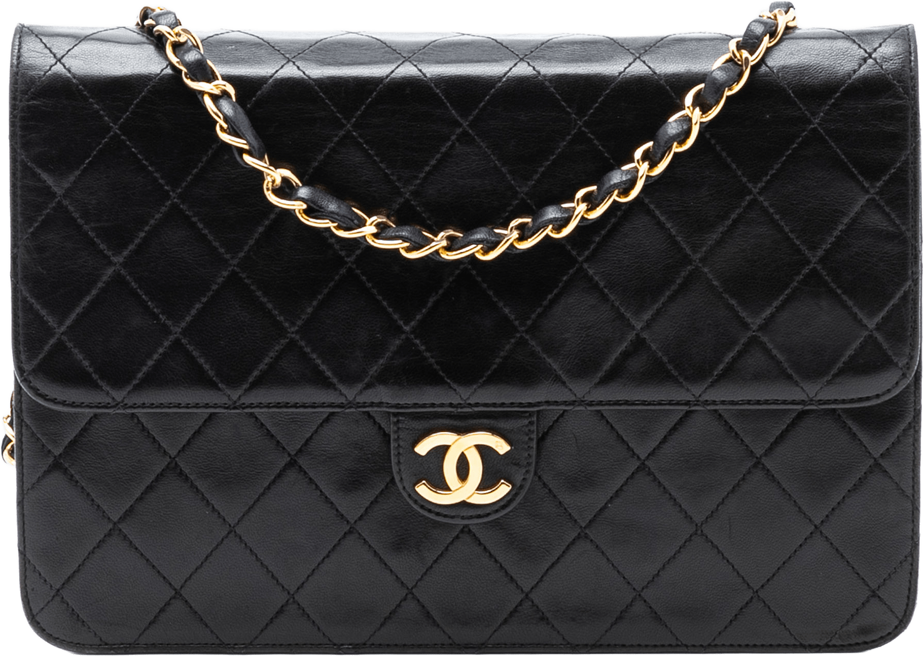 Chanel Medium Cc Quilted Lambskin Single Flap, från Luxclusif, i färgen black.