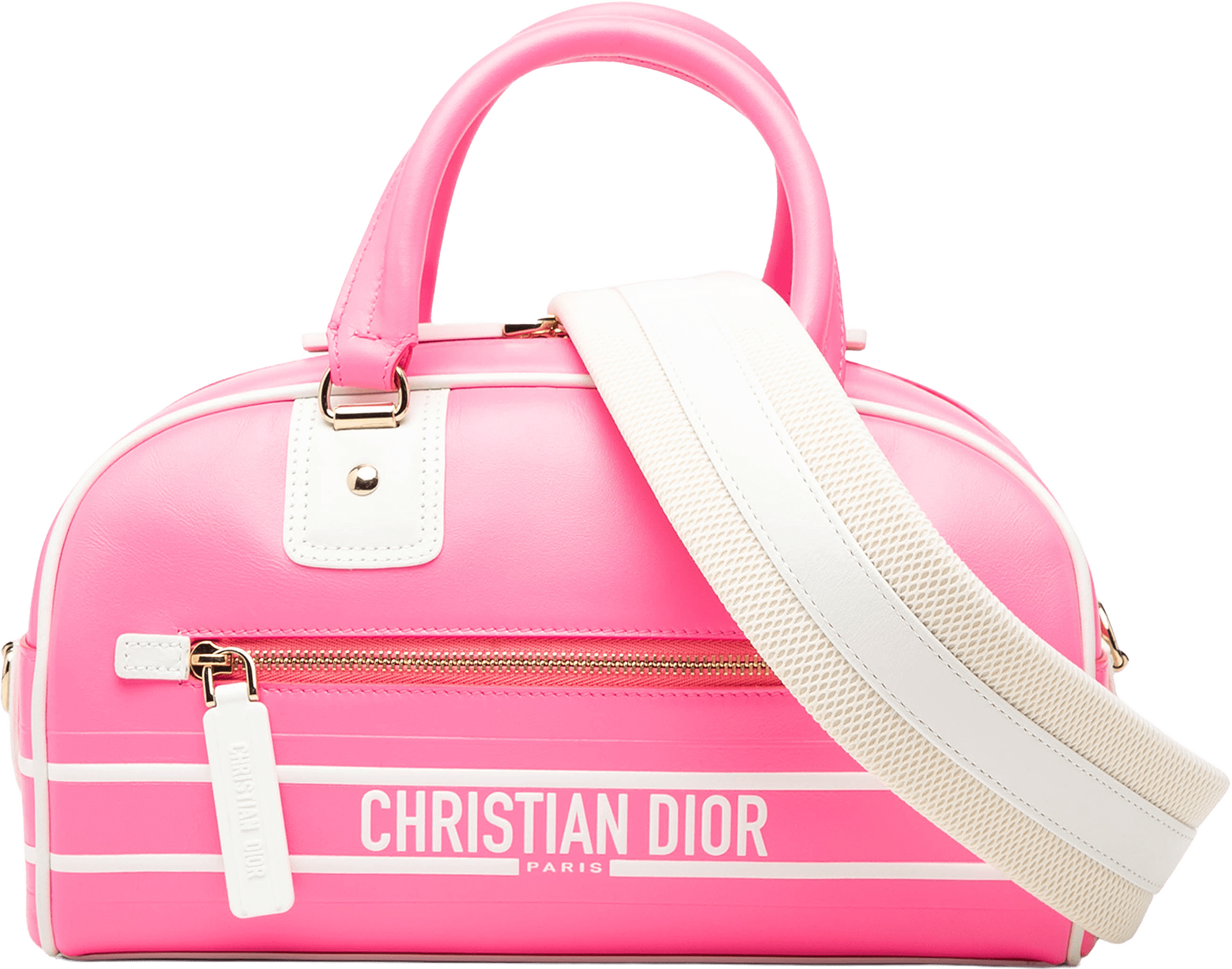 Dior Small Leather Dior Vibe Zip Bowling Bag, från Luxclusif, i färgen pink.