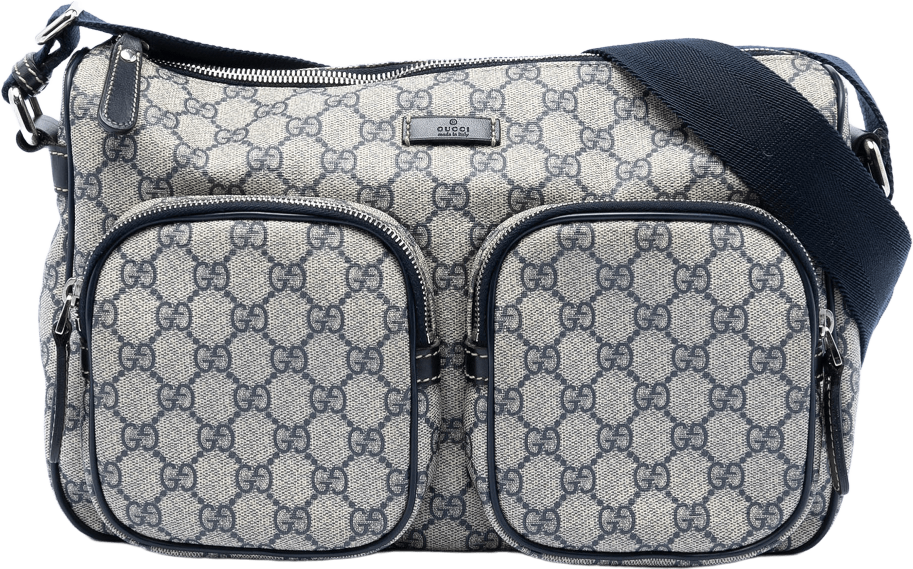 Gucci Gg Supreme Double Pocket Crossbody, från Luxclusif, i färgen beige.