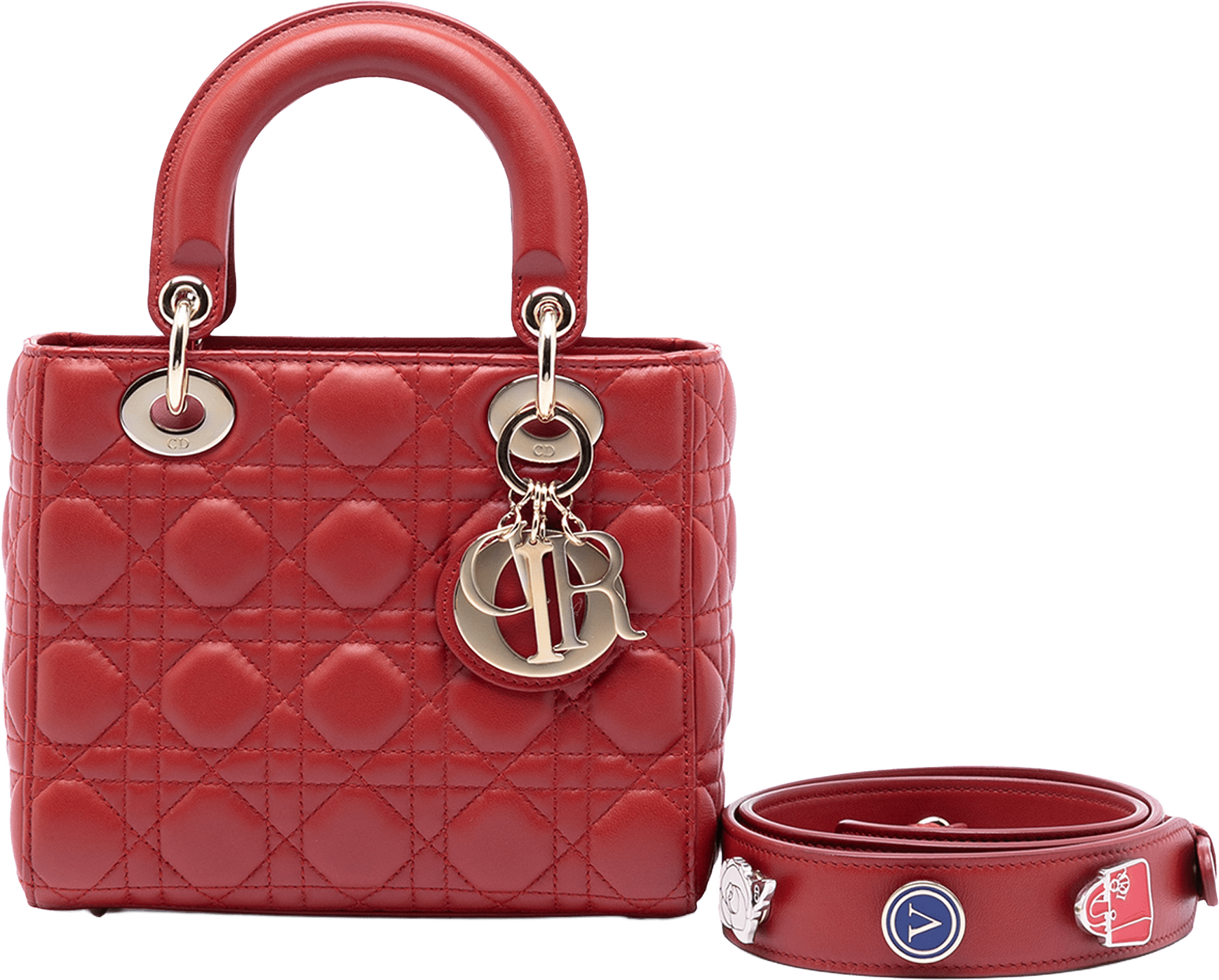 Dior Small Lambskin Cannage My Abcdior Lady Dior, från Luxclusif, i färgen red.