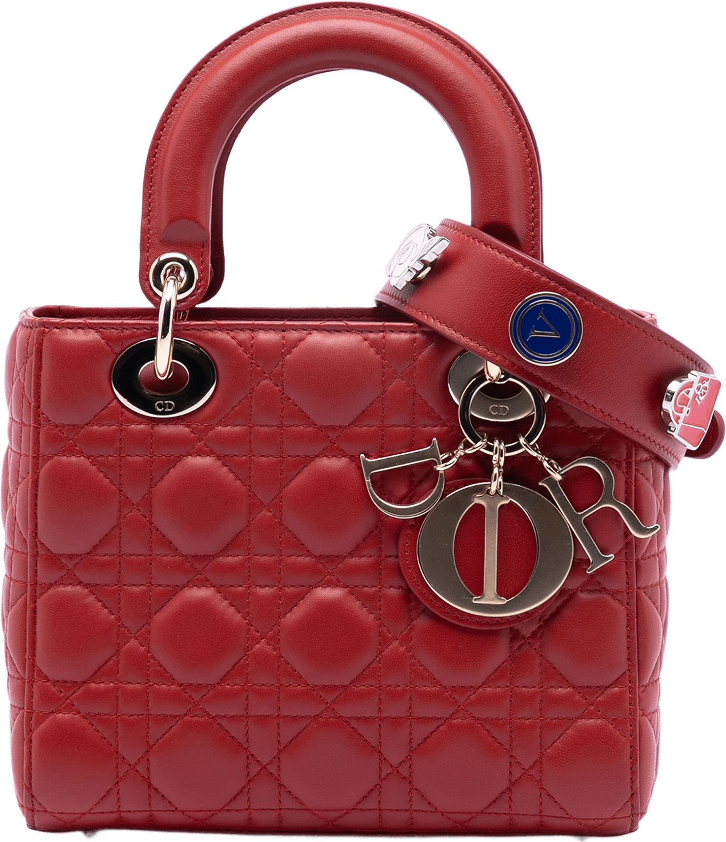 Dior Small Lambskin Cannage My Abcdior Lady Dior, från Luxclusif, i färgen röd.