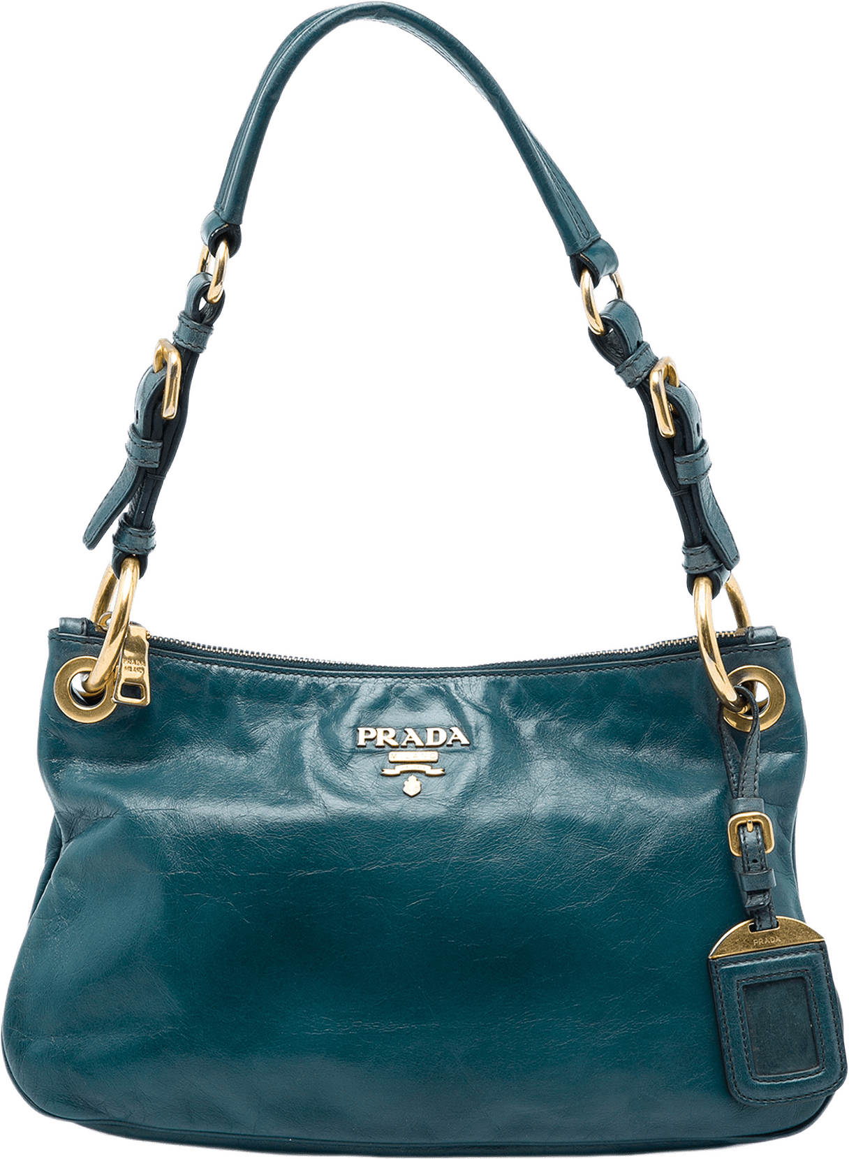 Prada Vitello Shine Shoulder Bag, från Luxclusif, i färgen blå.