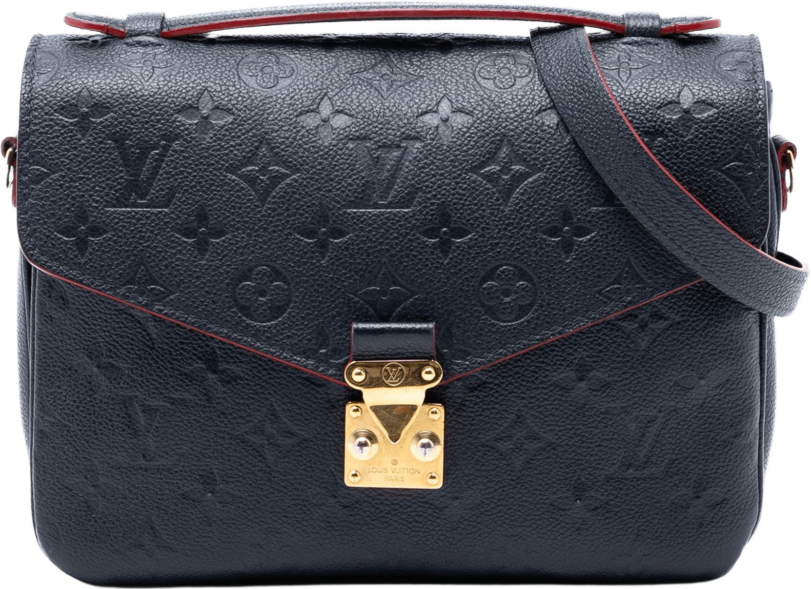 Louis Vuitton Monogram Empreinte Pochette Metis, från Luxclusif, i färgen navy.