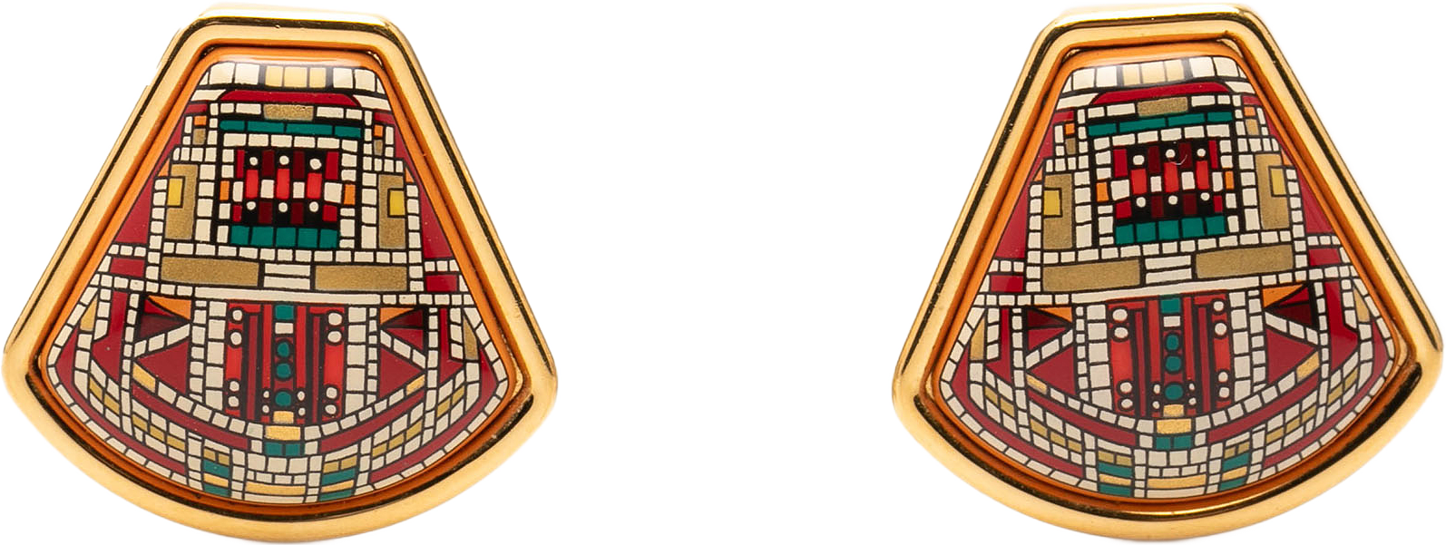 Hermès Enamel Cloisonne Clip On Earrings, från Luxclusif, i färgen red.