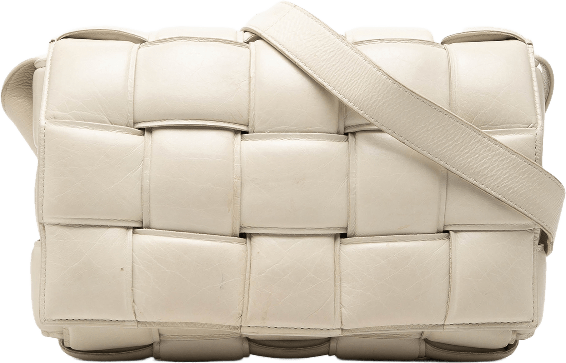 Bottega Veneta Nappa Intrecciato Padded Cassette Crossbody, från Luxclusif, i färgen vit.