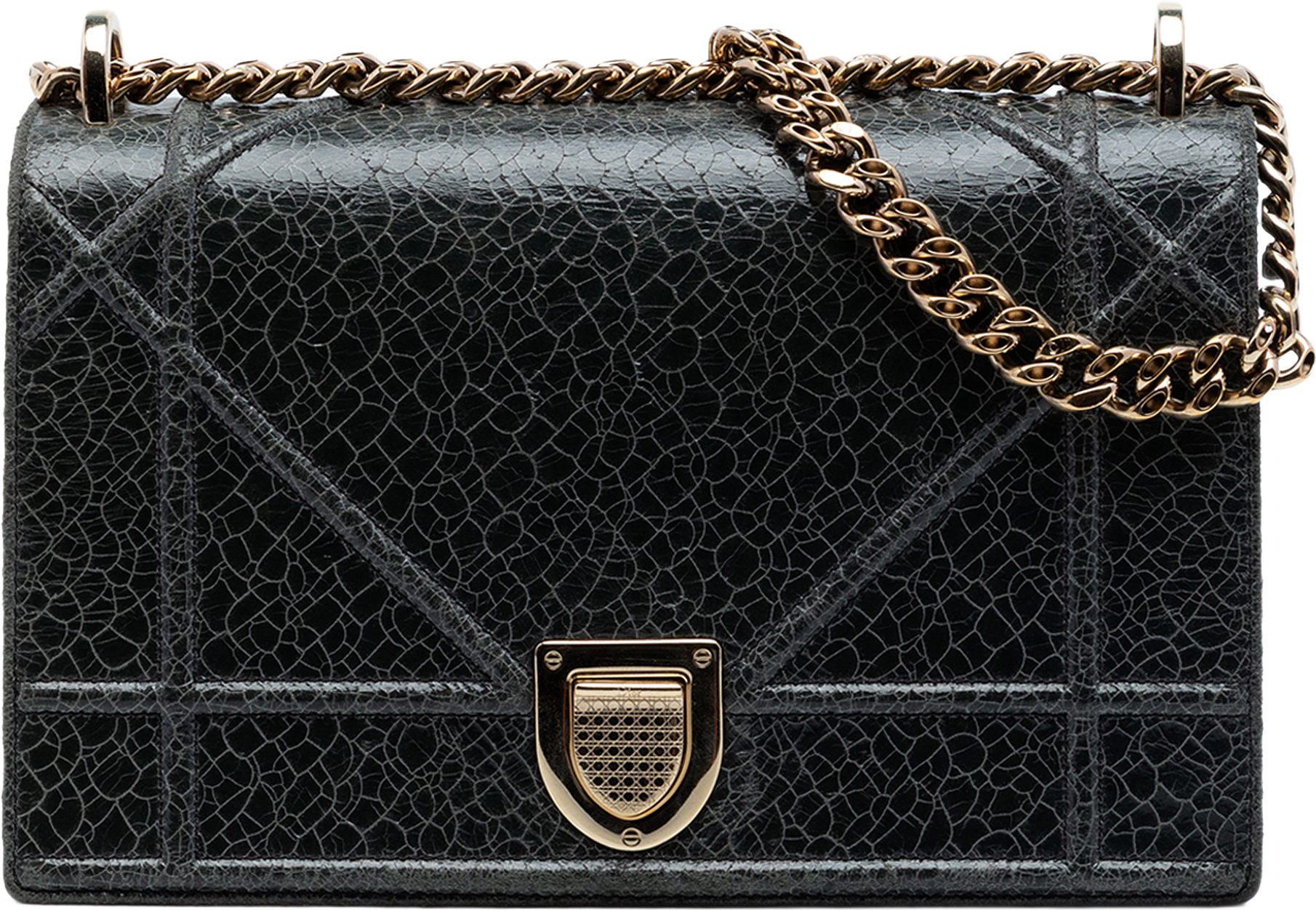 Dior Medium Crackled Deerskin Diorama Flap, från Luxclusif, i färgen black.