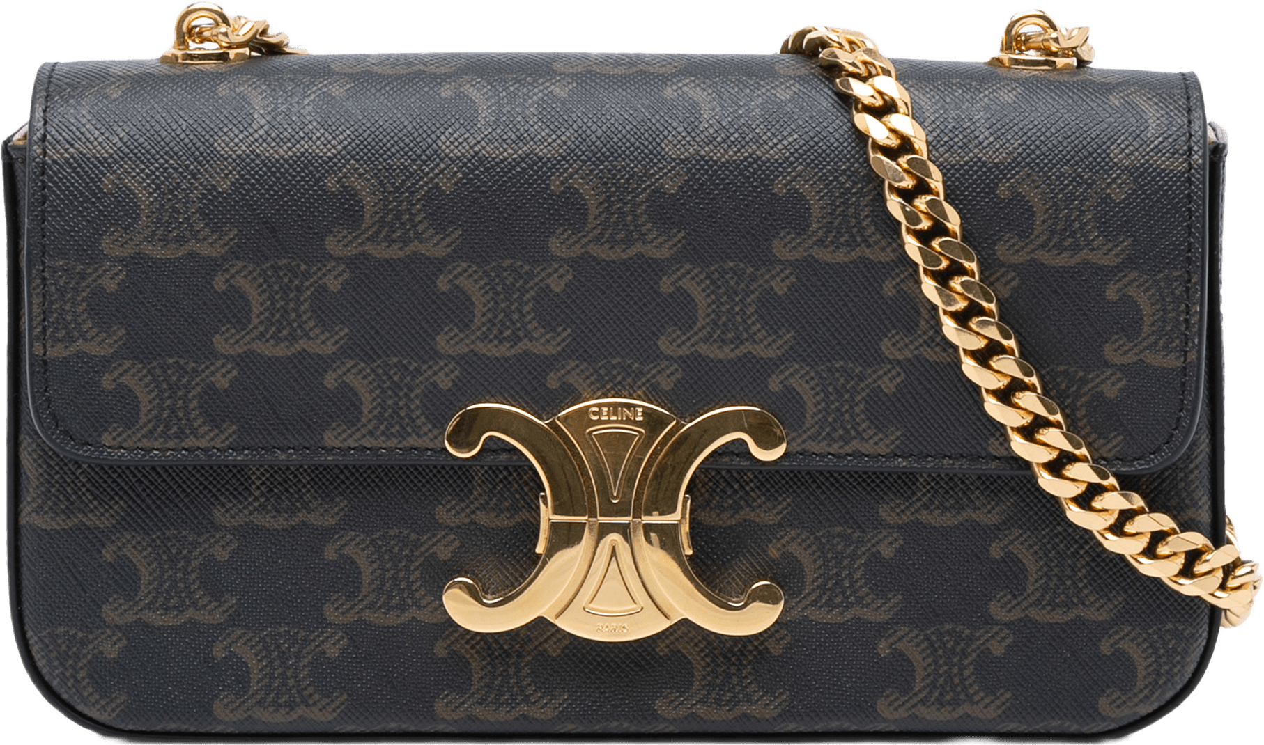Celine Triomphe Coated Canvas Claude Chain Shoulder Bag