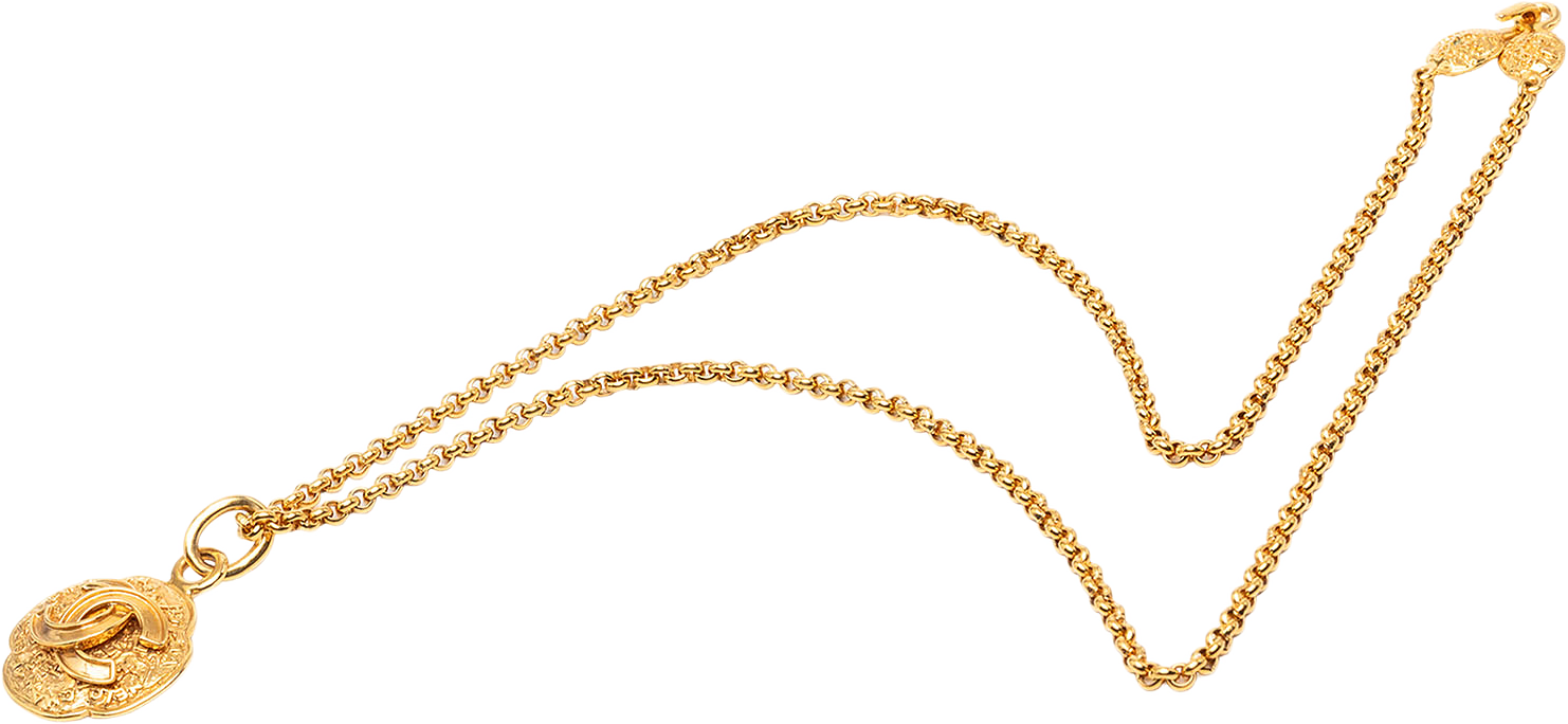 Chanel Cc Gold Plated Medallion Pendant Necklace, från Luxclusif, i färgen guld.