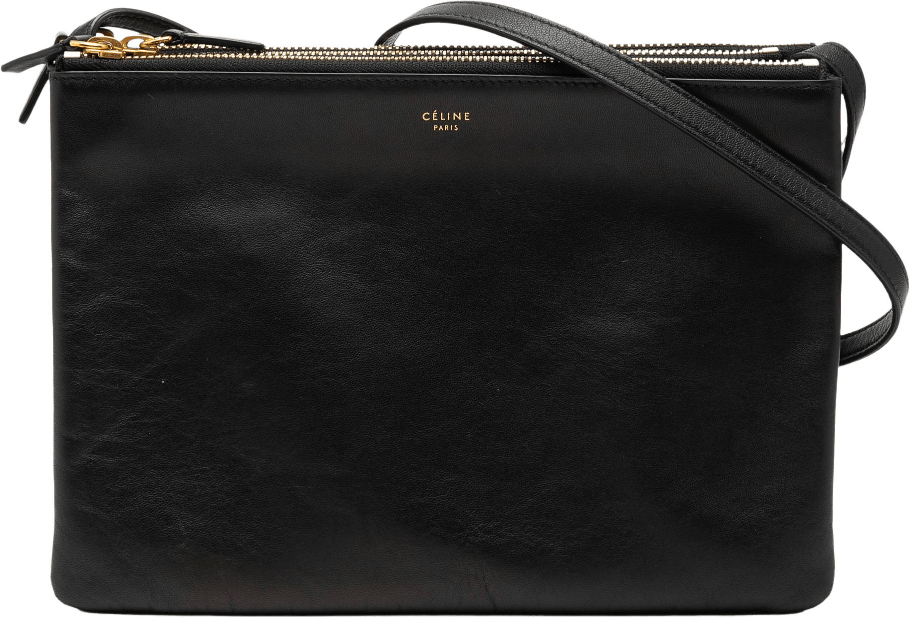 Celine Large Lambskin Trio Crossbody, från Luxclusif, i färgen black.