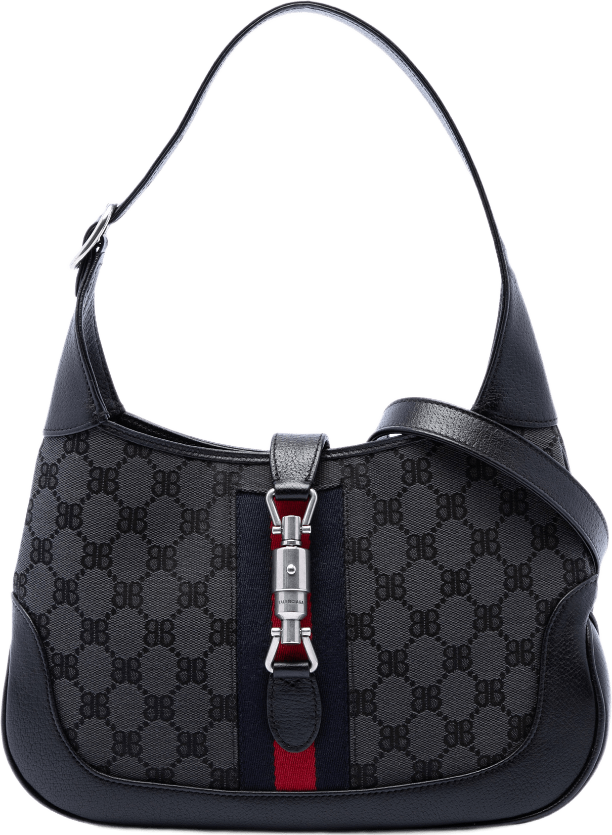Balenciaga Gucci The Hacker Project Small Bb Canvas Web Jackie 1961 Crossbody, från Luxclusif, i färgen svart.