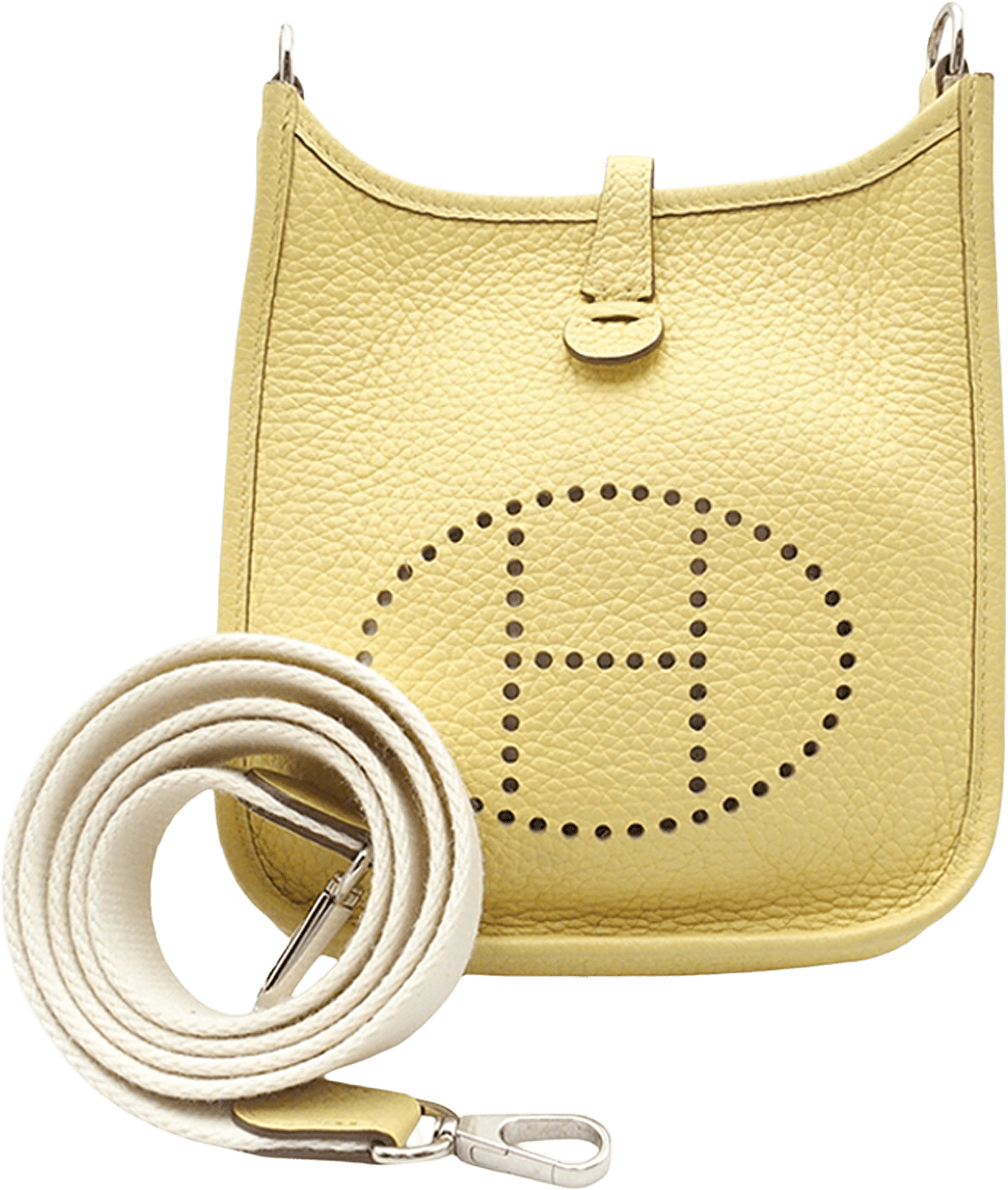 Hermès Clemence Evelyne Tpm, från Luxclusif, i färgen light yellow.