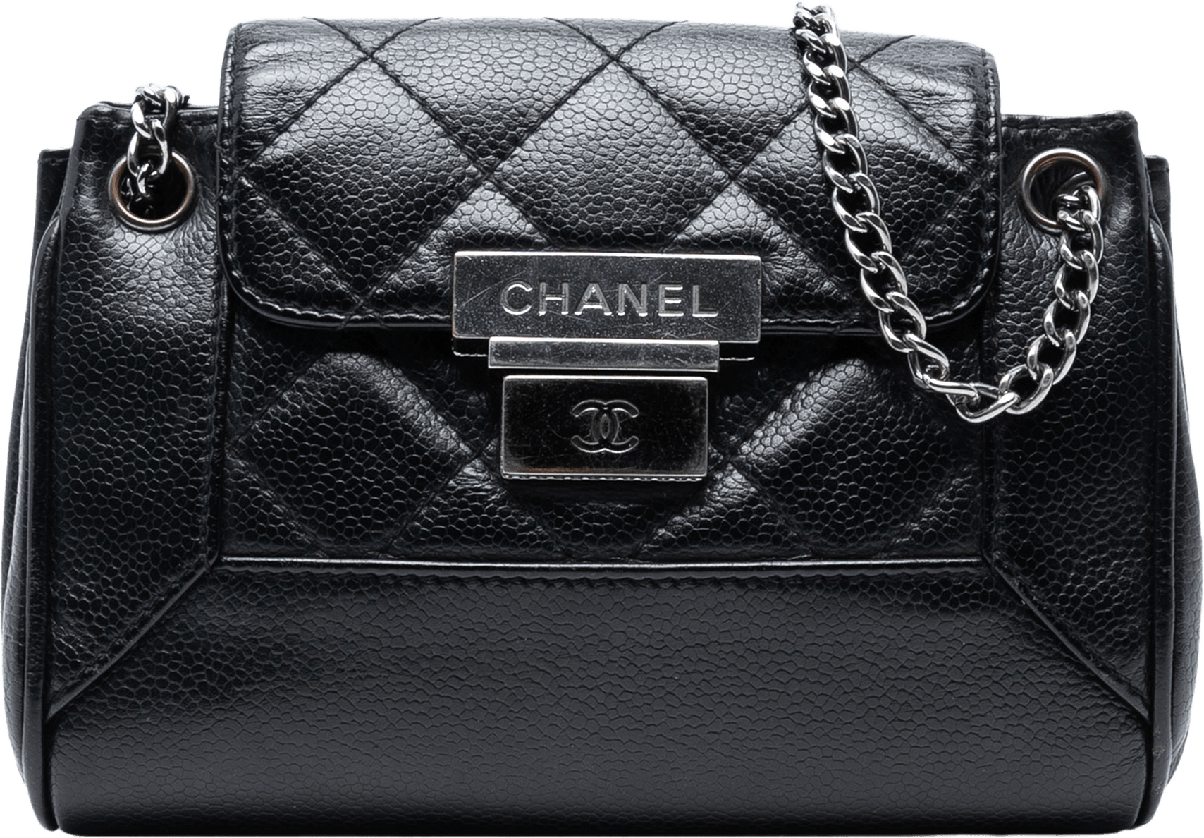 Chanel Mini Quilted Caviar Accordion Flap, från Luxclusif, i färgen black.